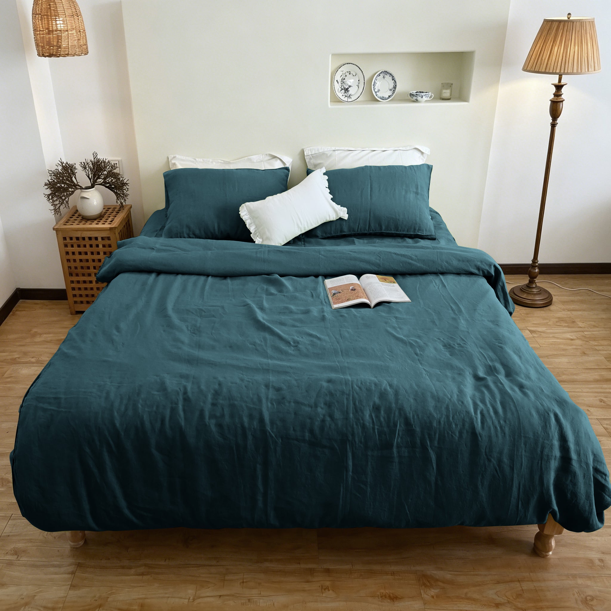 Emerald Green Linen Duvet Cover