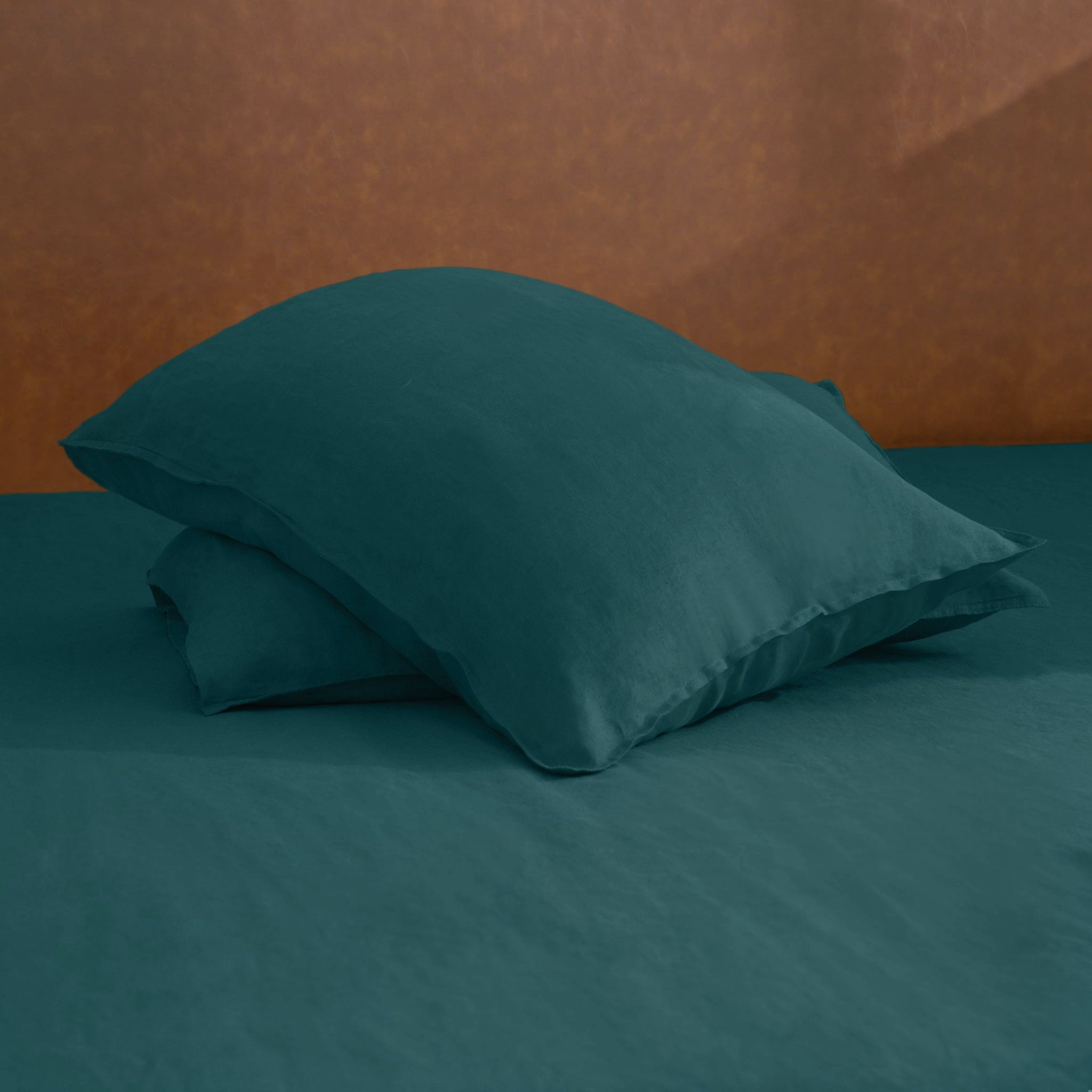 Ensemble de taies d'oreiller en lin bleu sarcelle Serenity