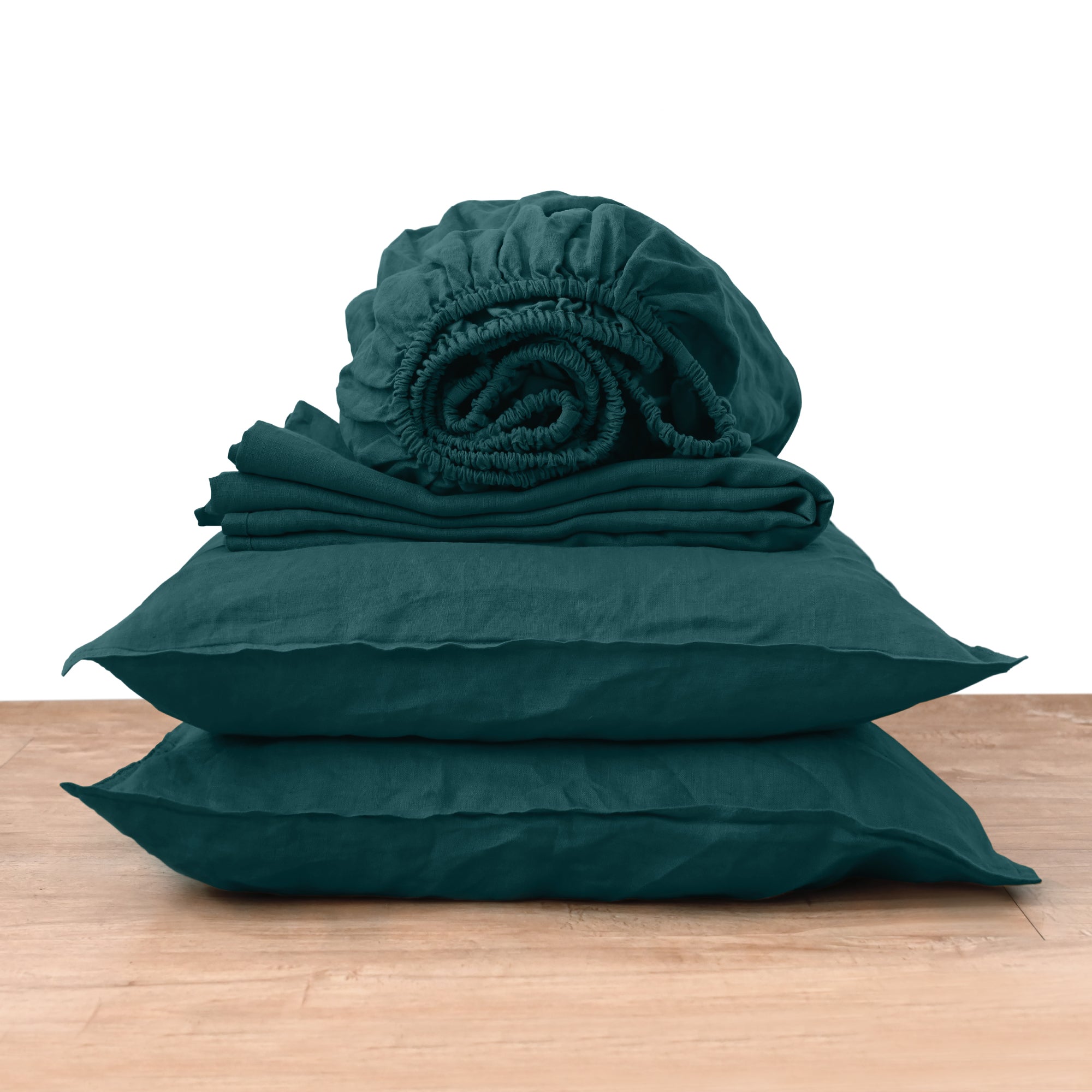 Ensemble de draps en lin bleu sarcelle Serenity