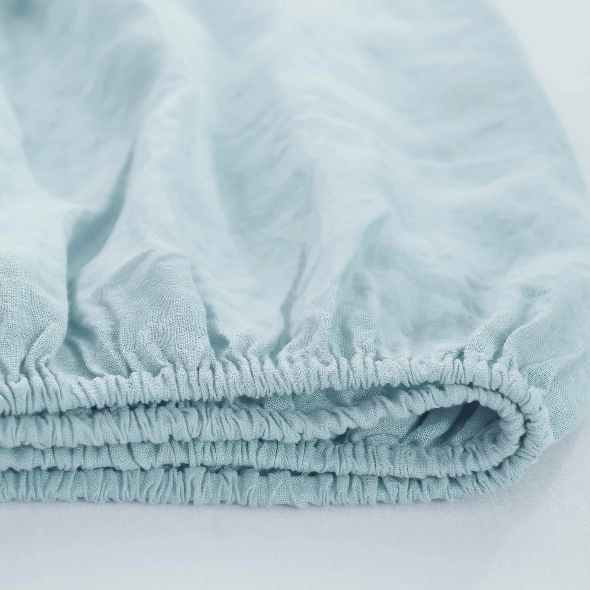Aqua Linen Fitted Sheet - Linen Time