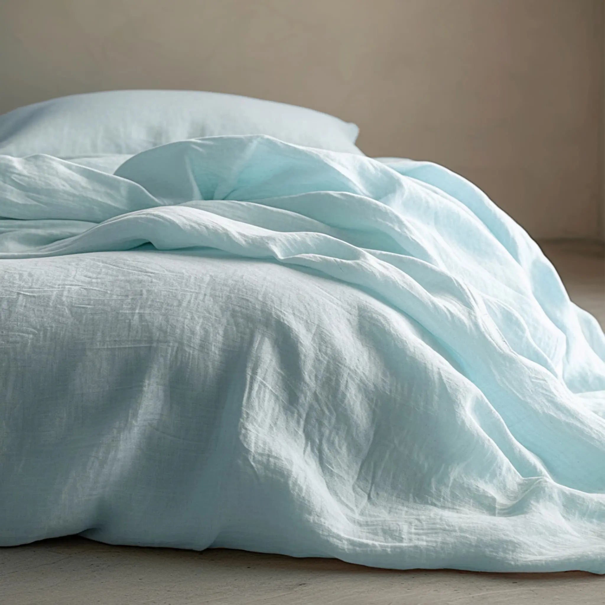 Aqua Linen Flat Sheet - Linen Time