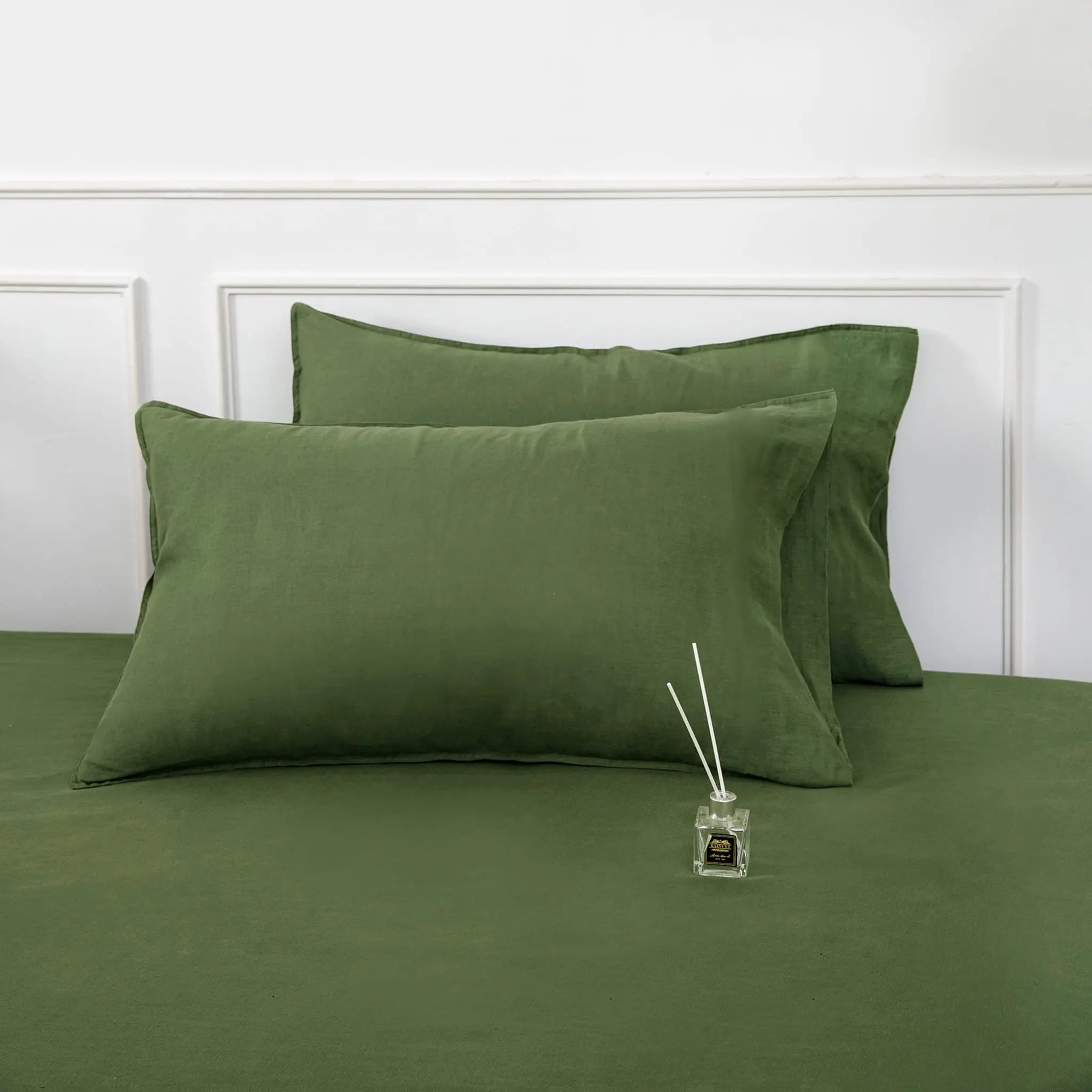Army Green Linen Pillowcase Set - Linen Times