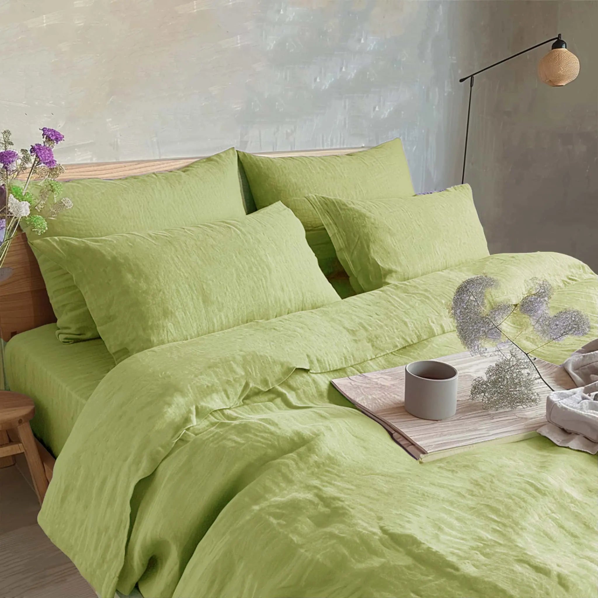 Avocado Linen Duvet Cover Set - Linen Time