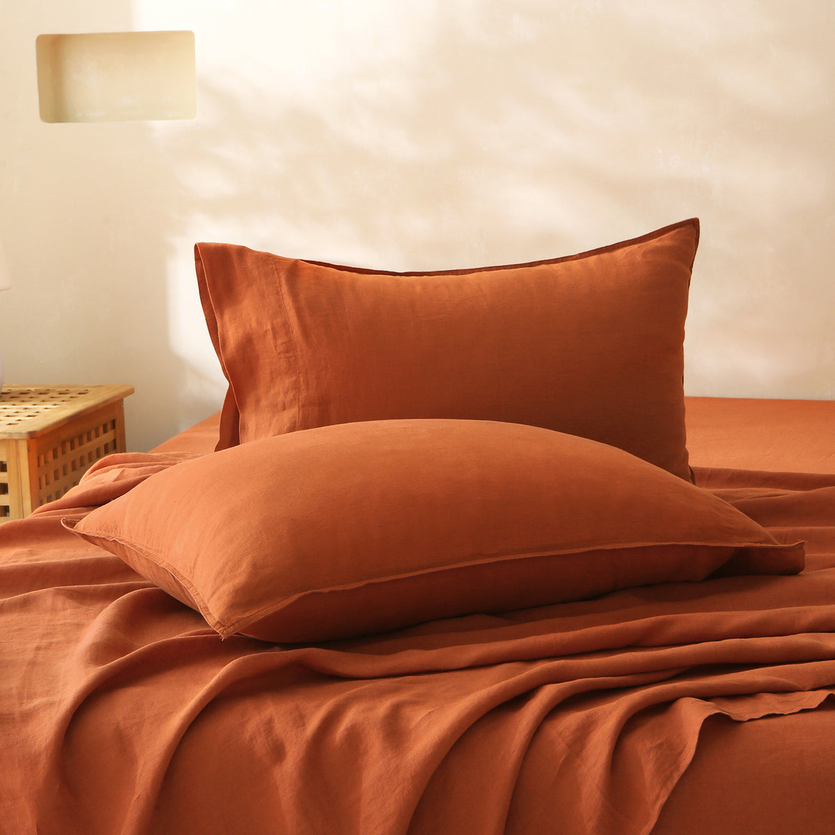 Terracotta 100% Organic Linen Sheet Set