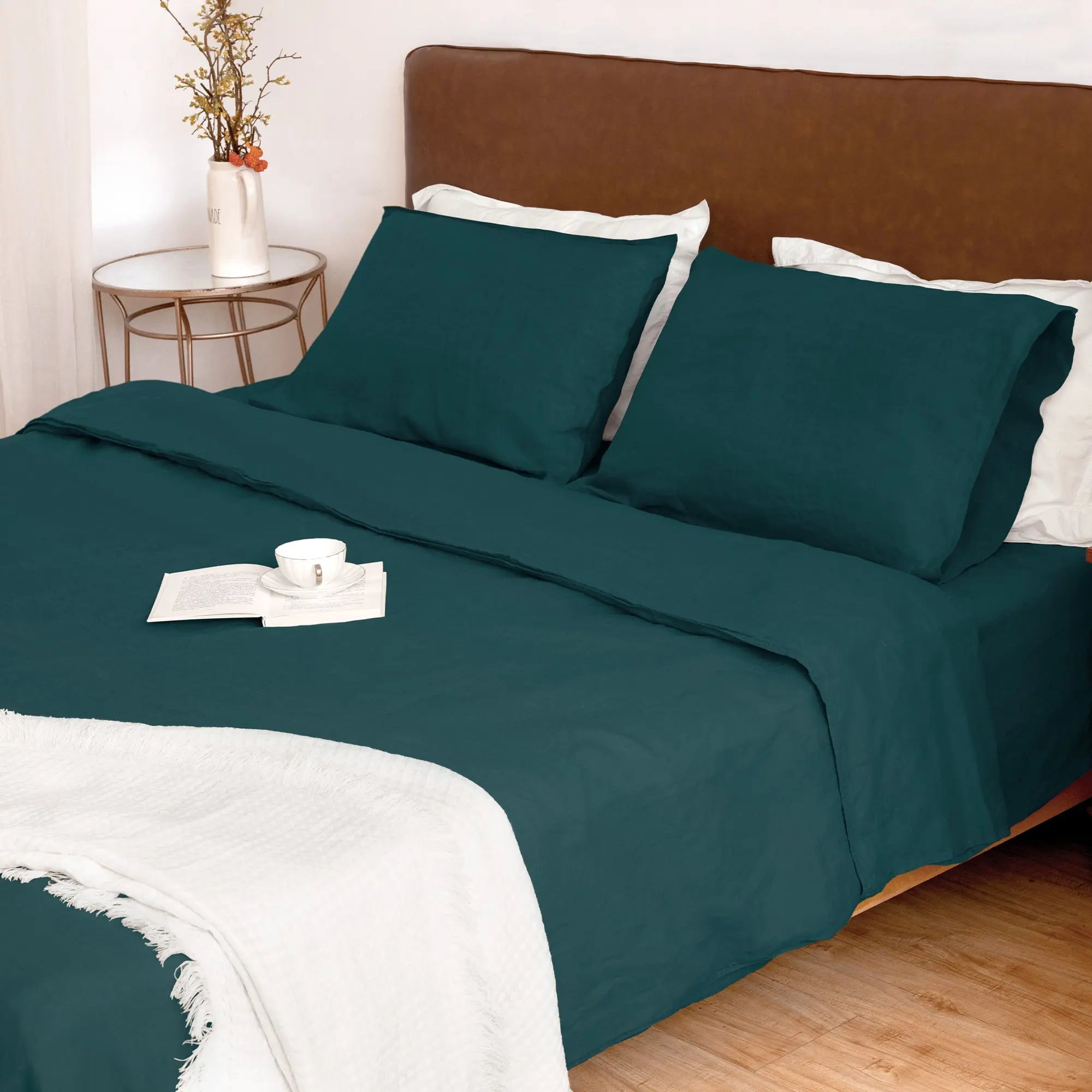 Emerald Green Linen Duvet Cover Set - Linen Times