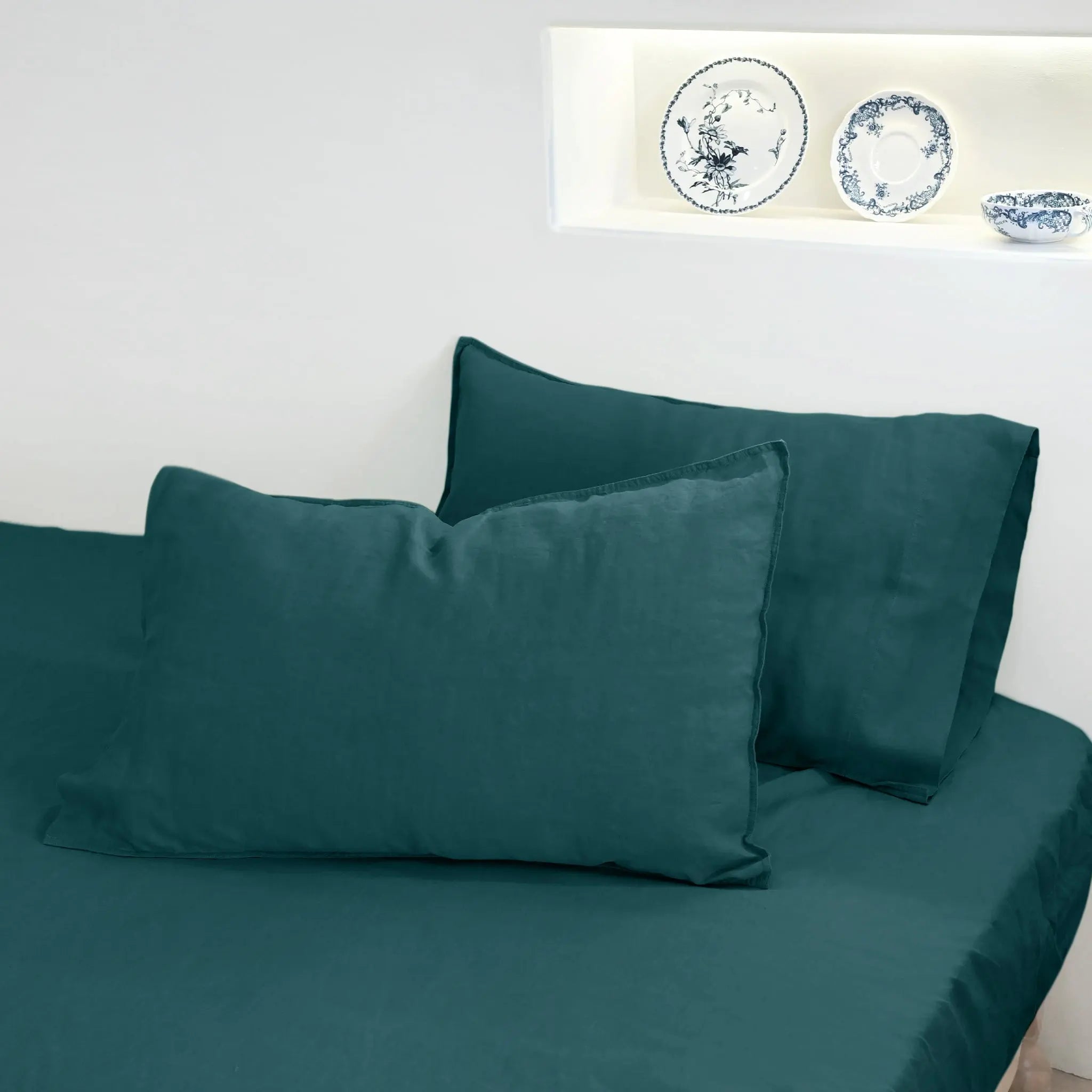 Emerald Green Linen Pillowcase Set - Linen Times