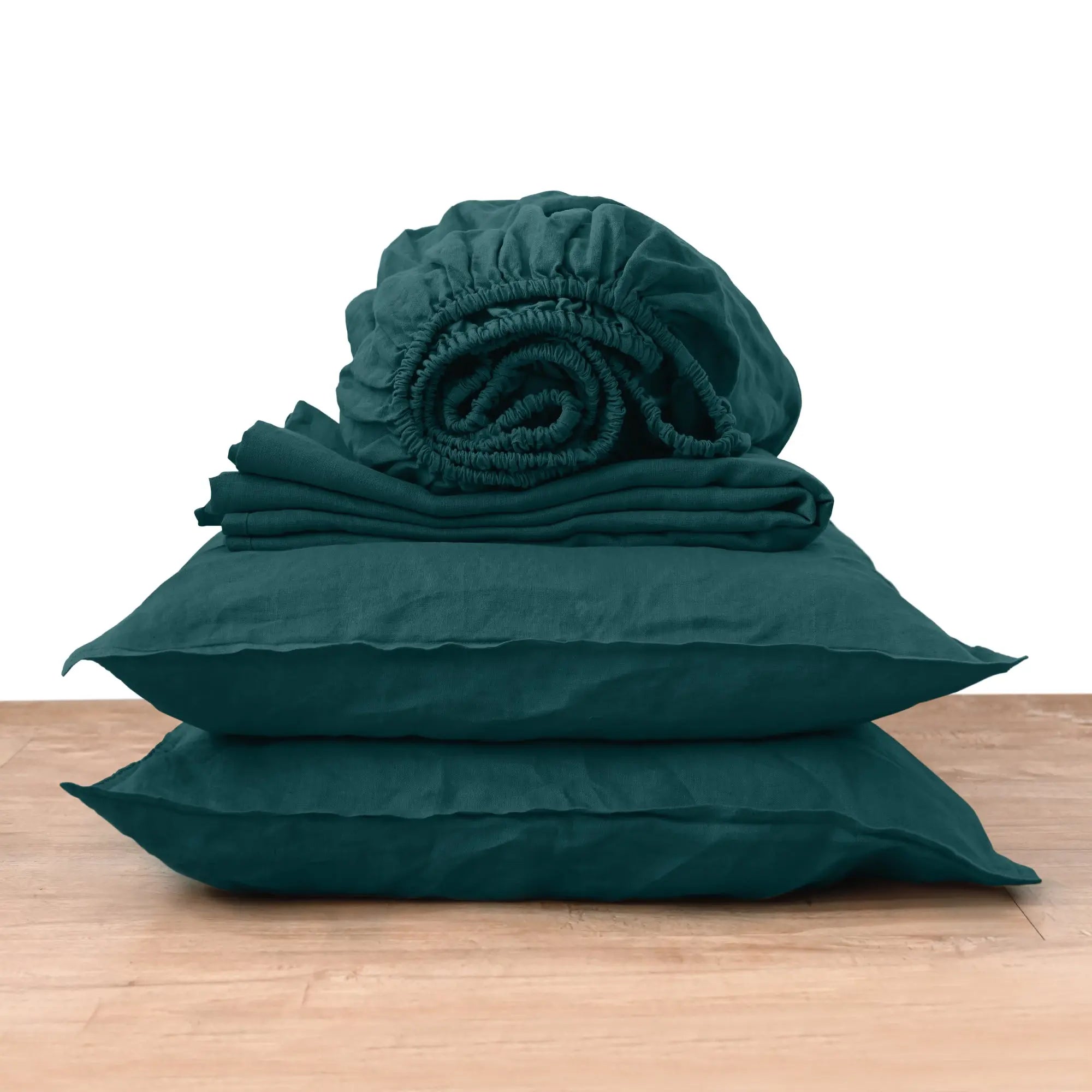 Emerald Green Linen Sheet Set - Linen Times