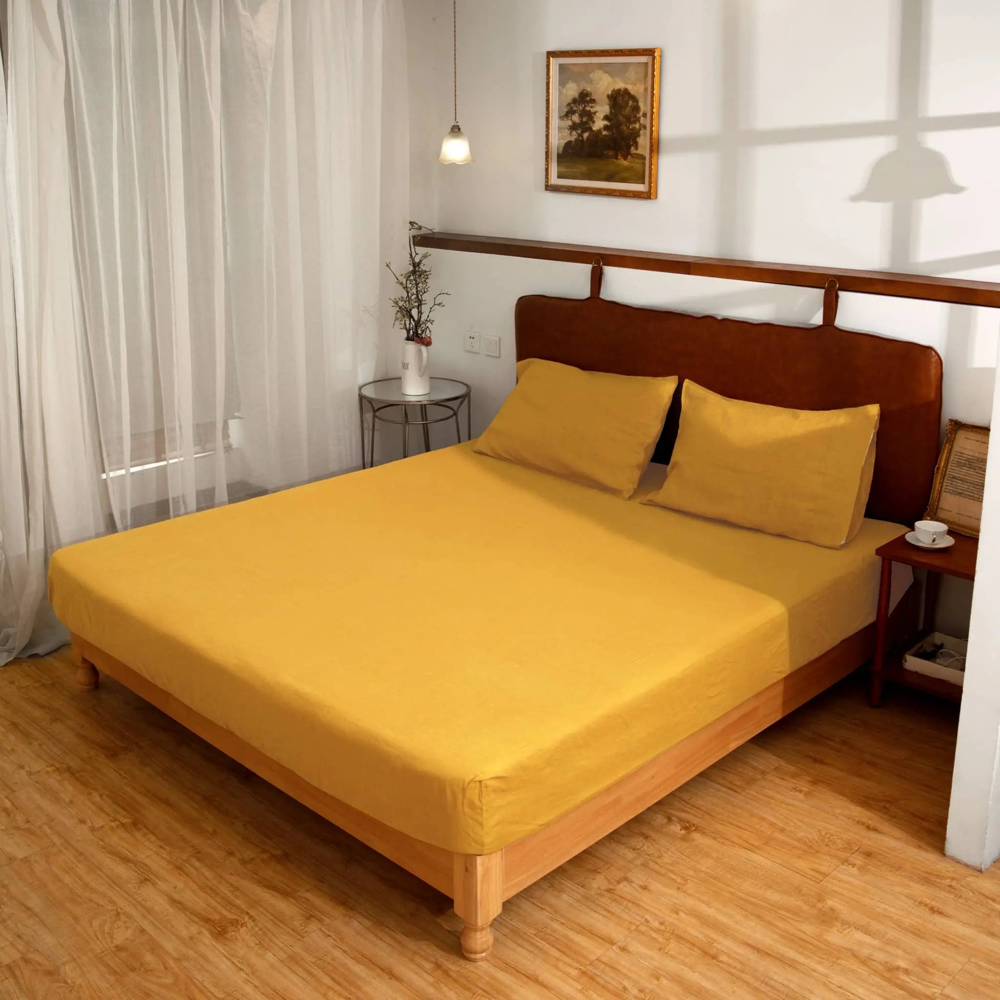 Ginger Linen Fitted Sheet - Linen Times