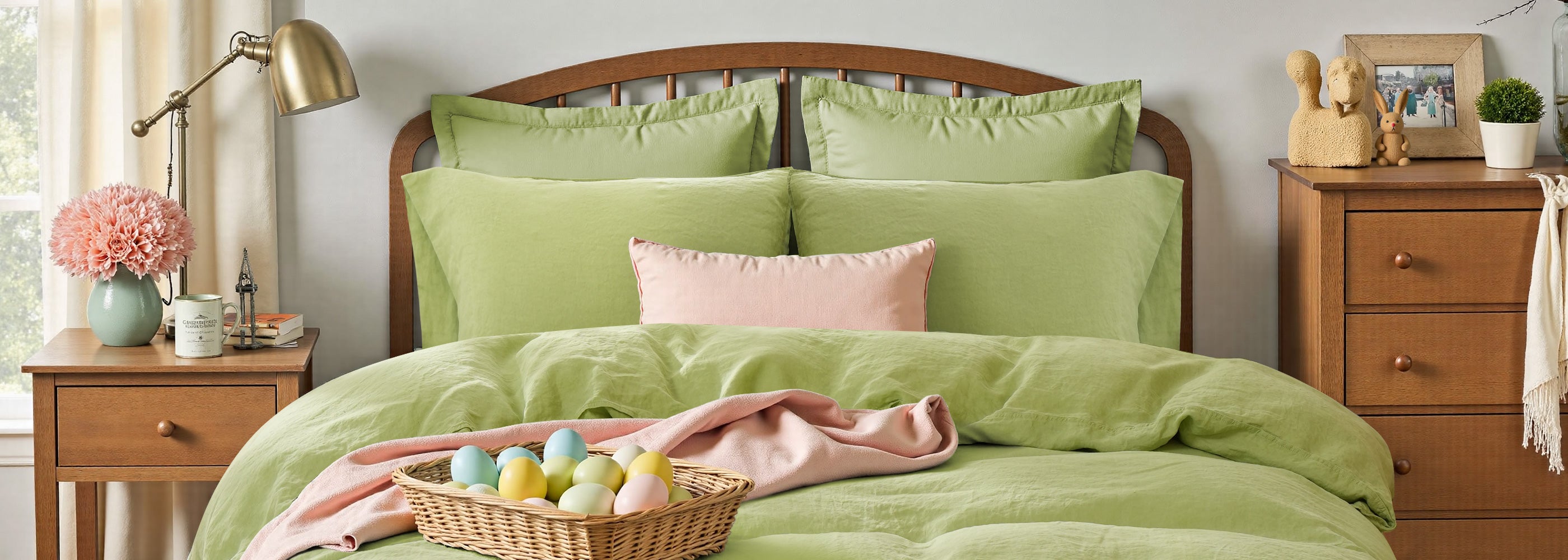 LIME GREEN Duvet Cover Set Easter banner-Linen times
