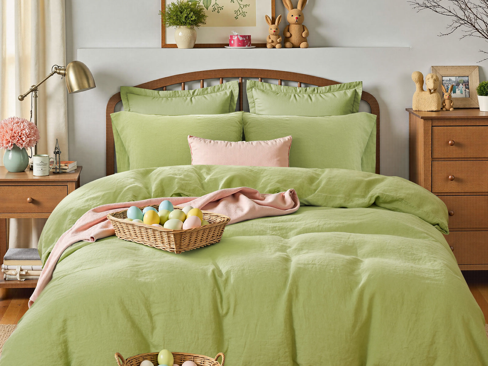 LIME GREEN Duvet Cover Set Easter banner-Linen times