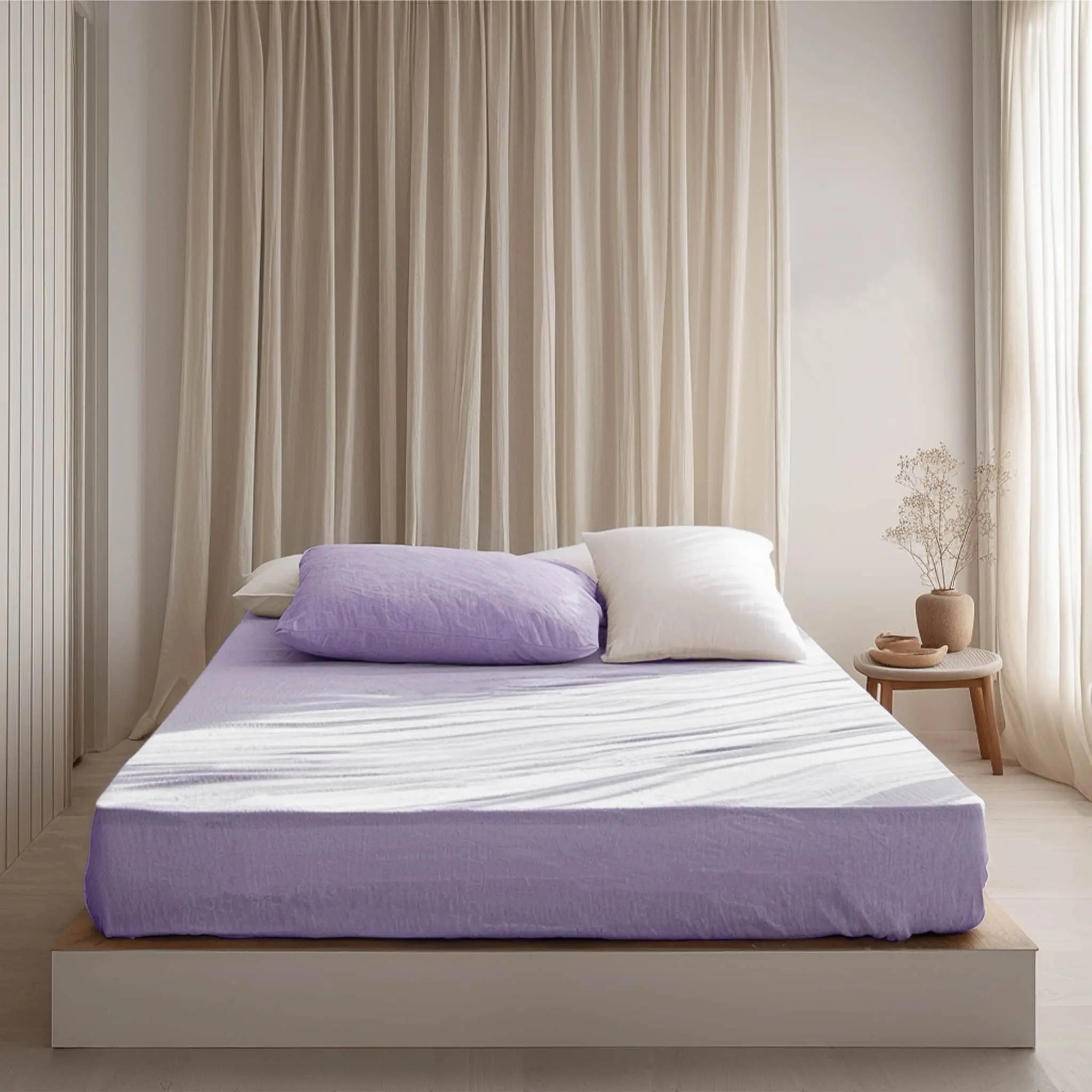 Lavender Linen Fitted Sheet - Linen Time