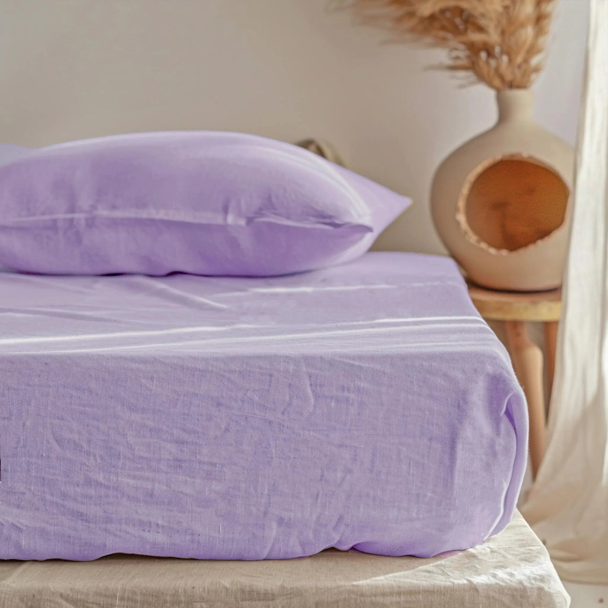 Lavender Linen Fitted Sheet - Linen Time