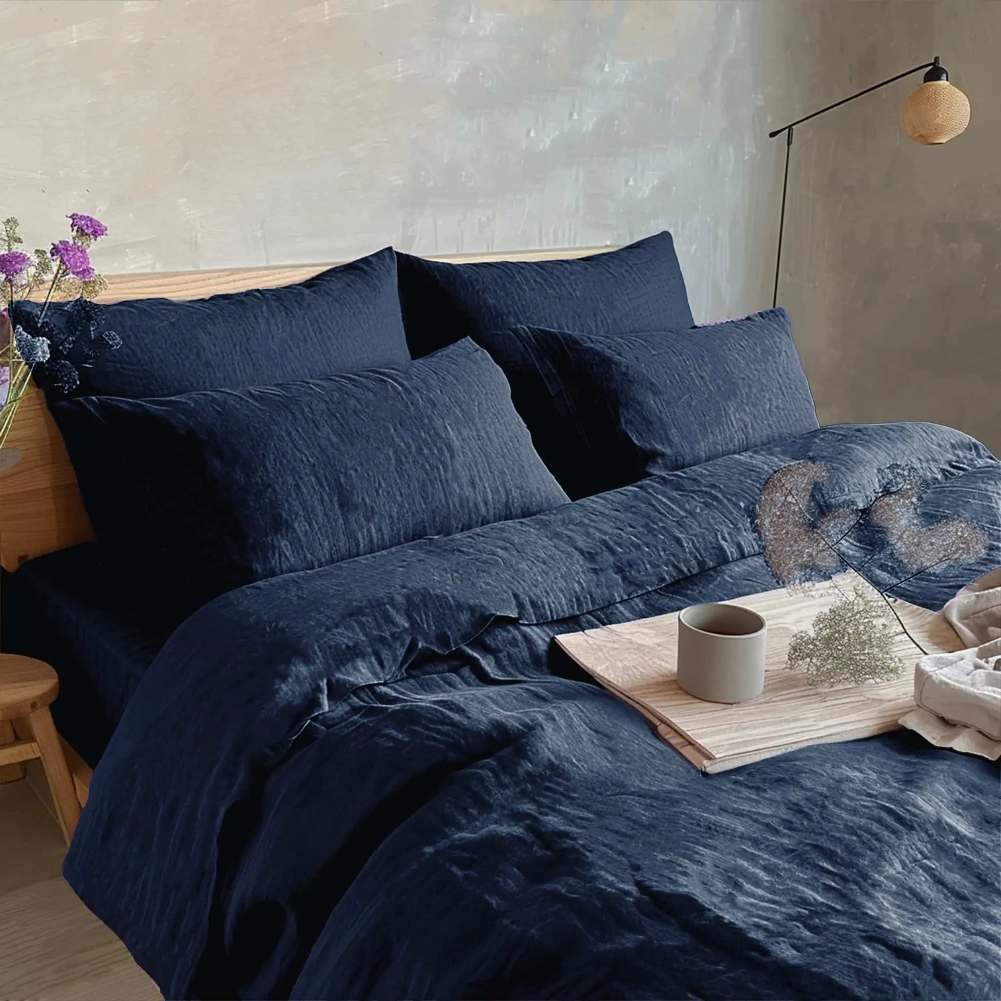 Navy Blue Linen Pillowcase Set - Linen Time