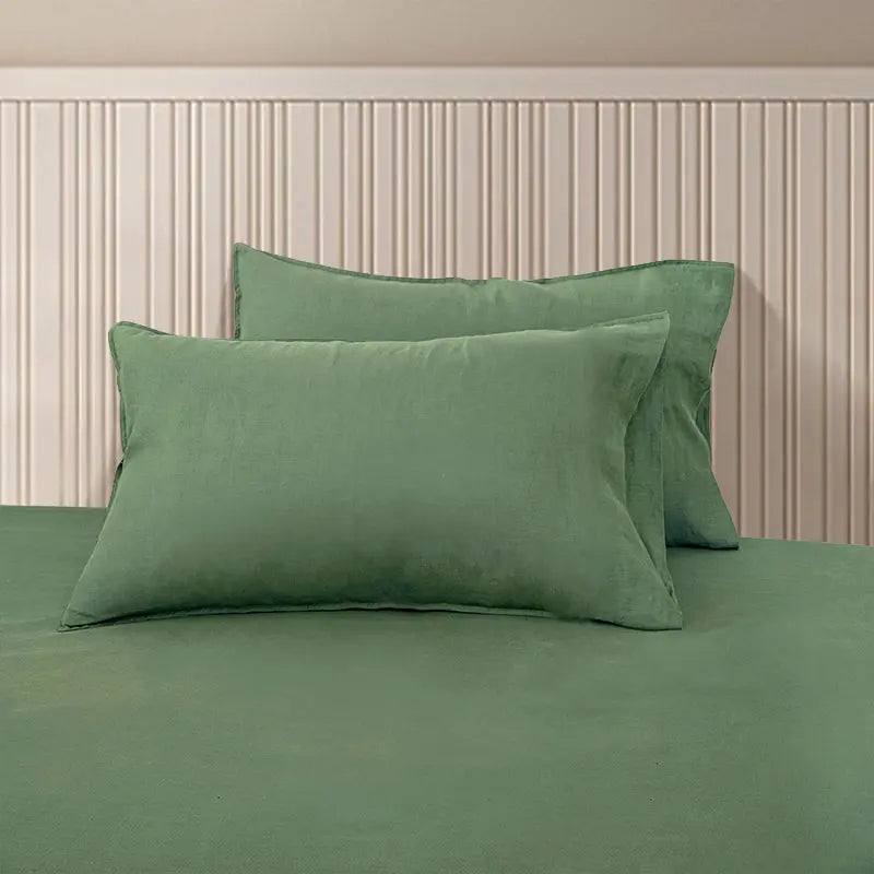 Olive Green Linen Pillowcase Set - Linen Times