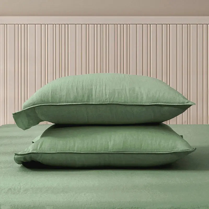 Olive Green Linen Pillowcase Set - Linen Times