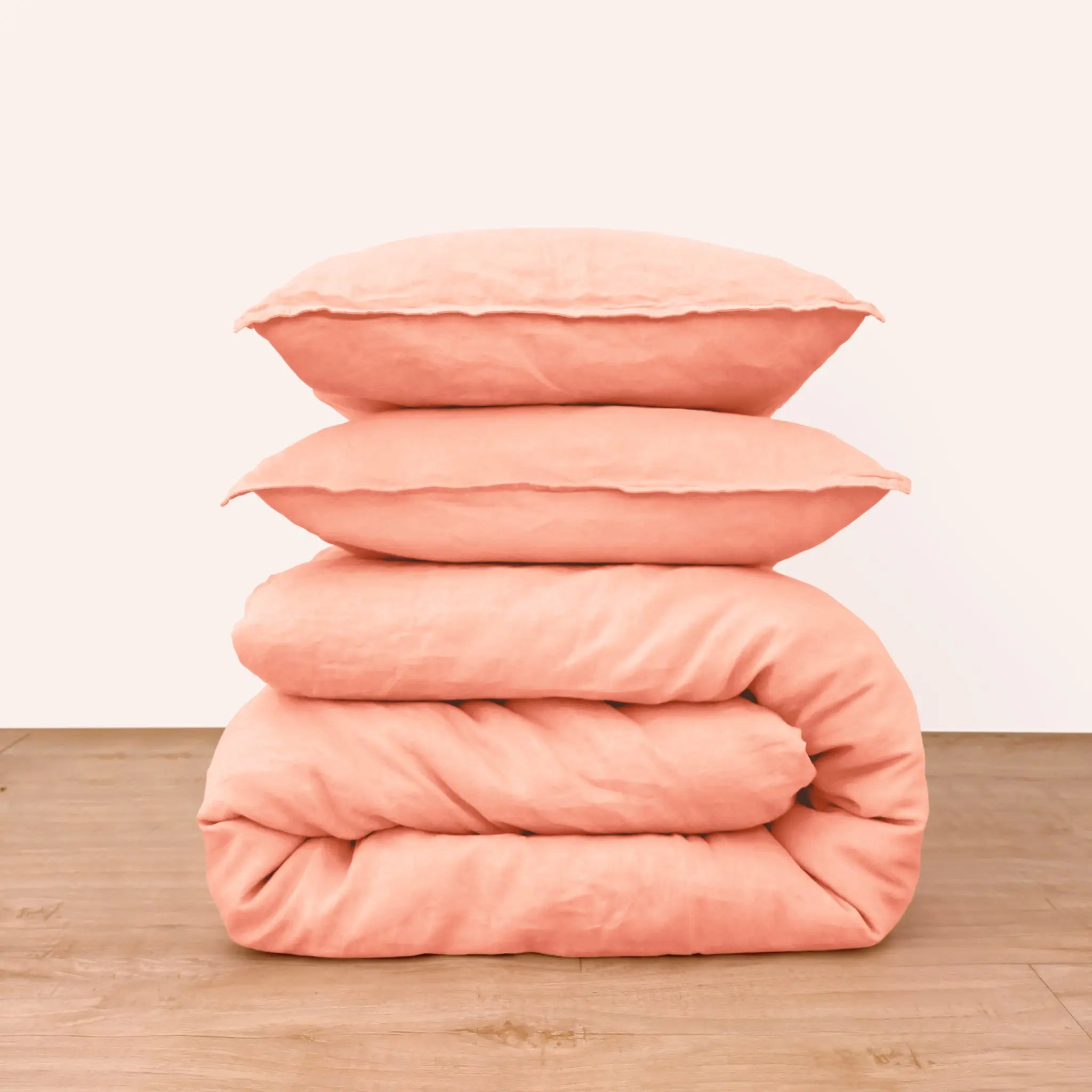 Peach Fuzz Linen Duvet Cover Set- Linen Times