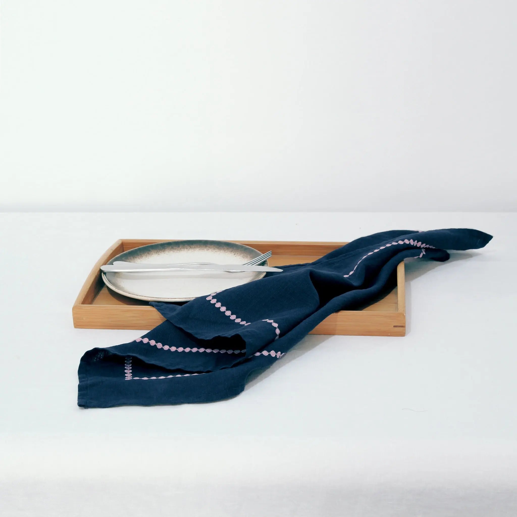 Polka Dot Linen Napkin Navy Blue - Linen Time-1#color_Navy Blue