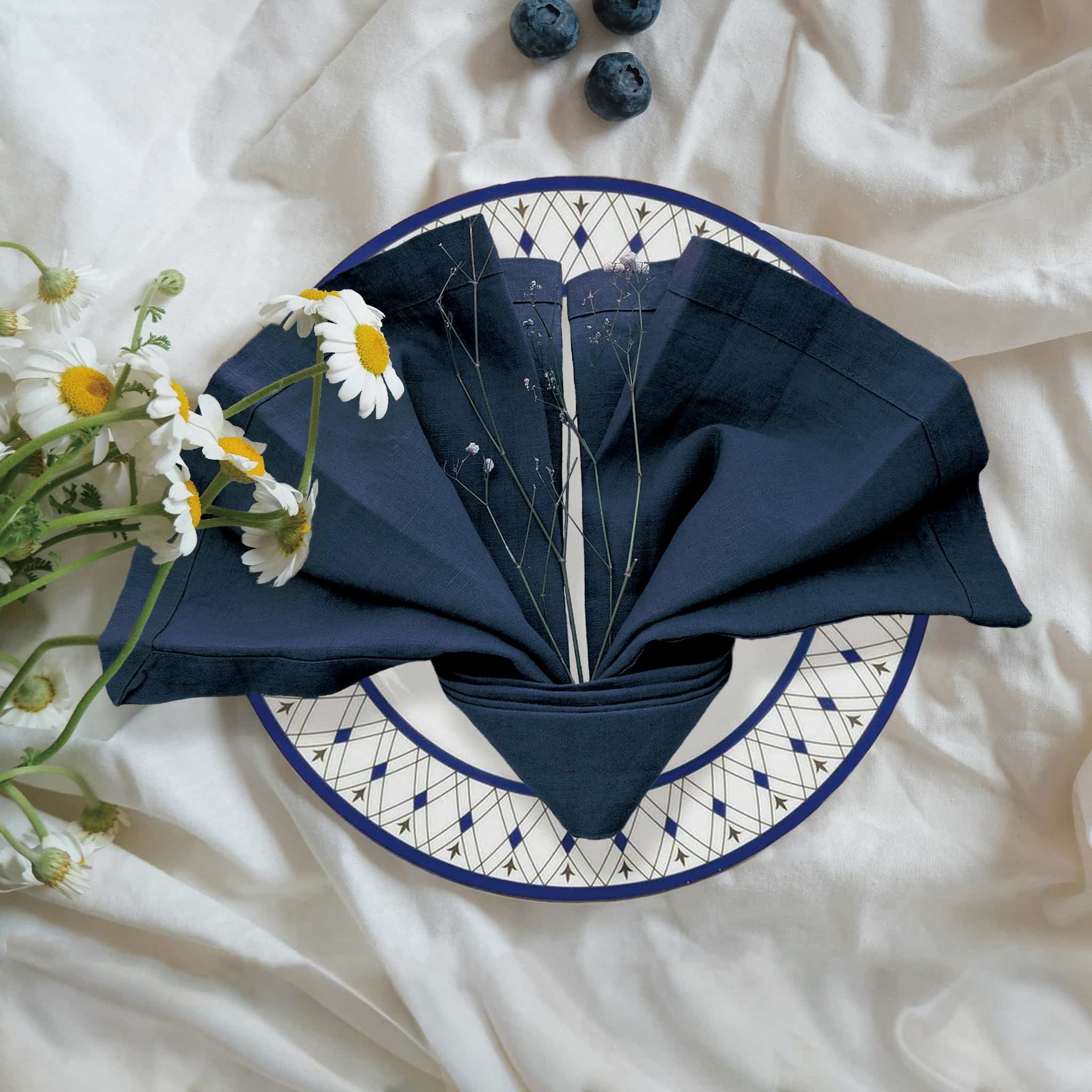 Pure Linen Napkins Navy Blue - Linen Time #color_Navy Blue
