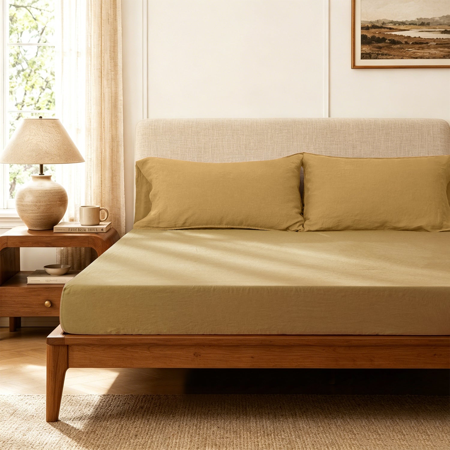 Sandy Beige Linen Fitted Sheet