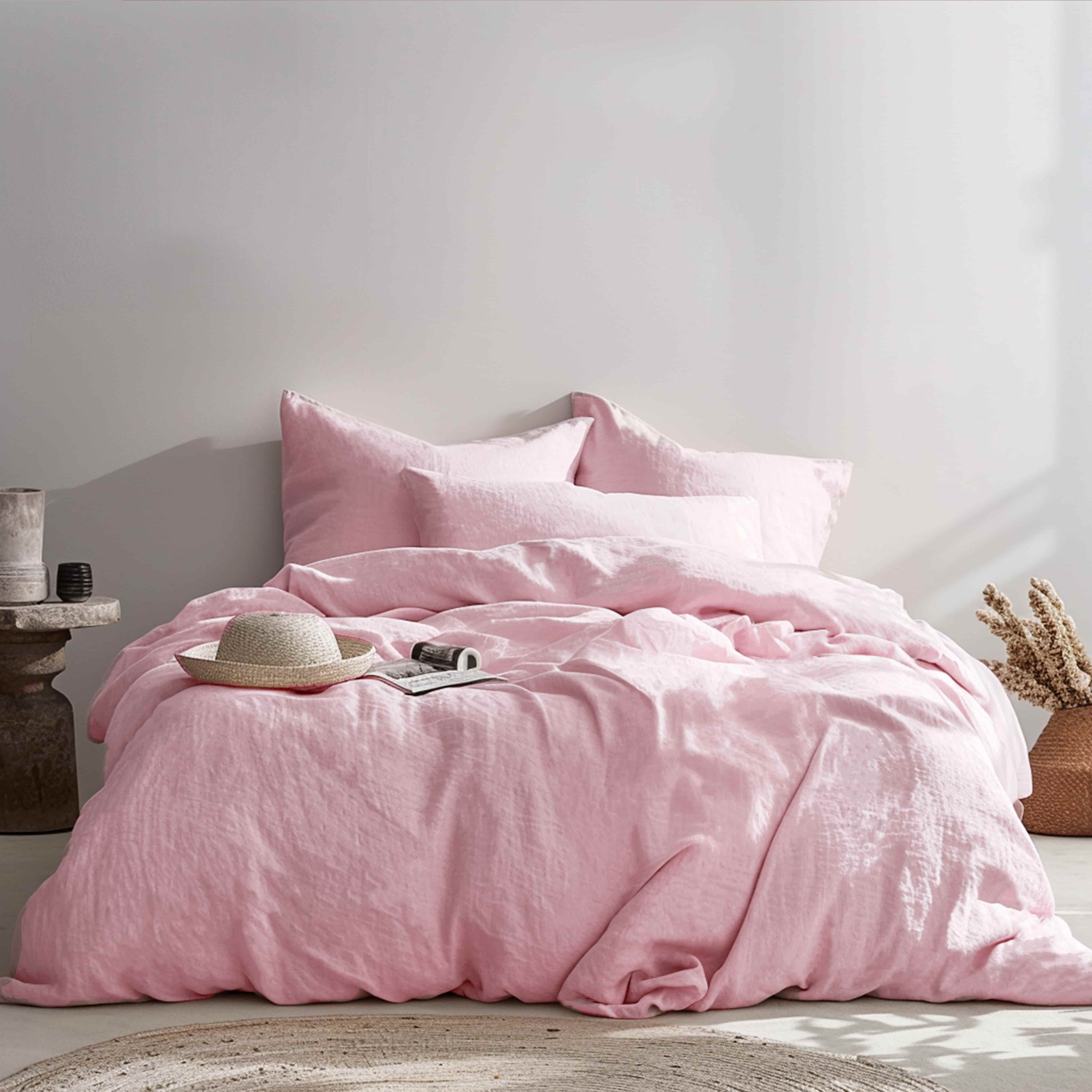 Soft Pink Linen Duvet Cover Set - Linen Time