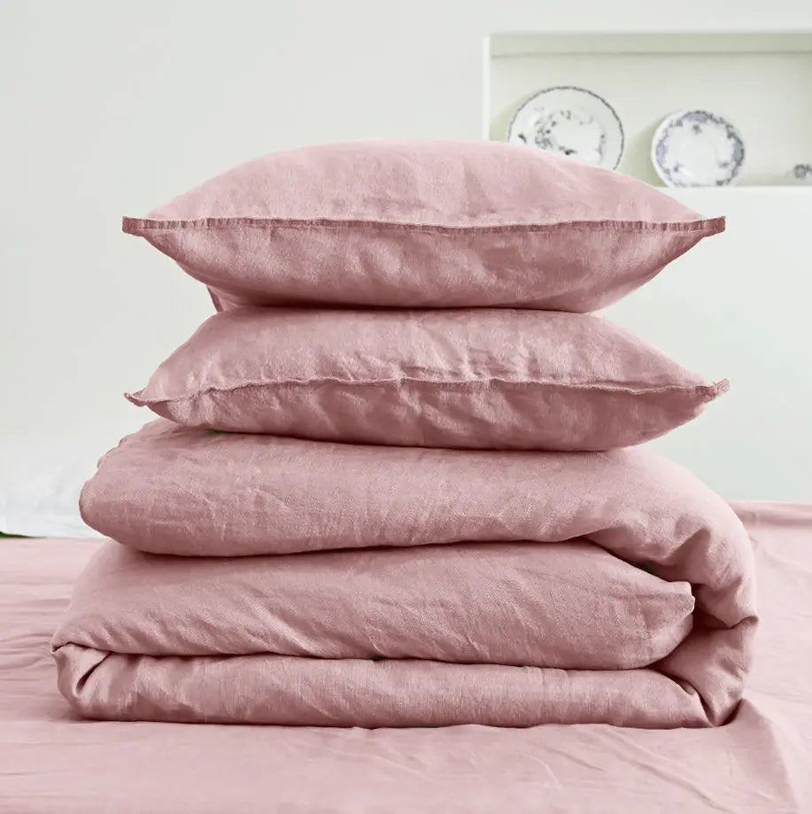 Soft Pink Linen Duvet Cover Set - Linen Times