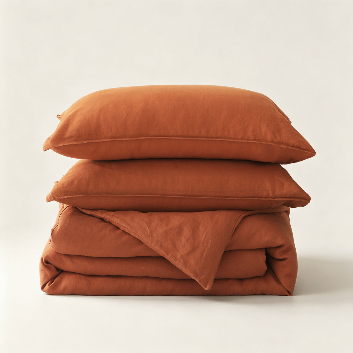 Terracotta 100% Organic Linen Duvet Cover Set - Linen Times