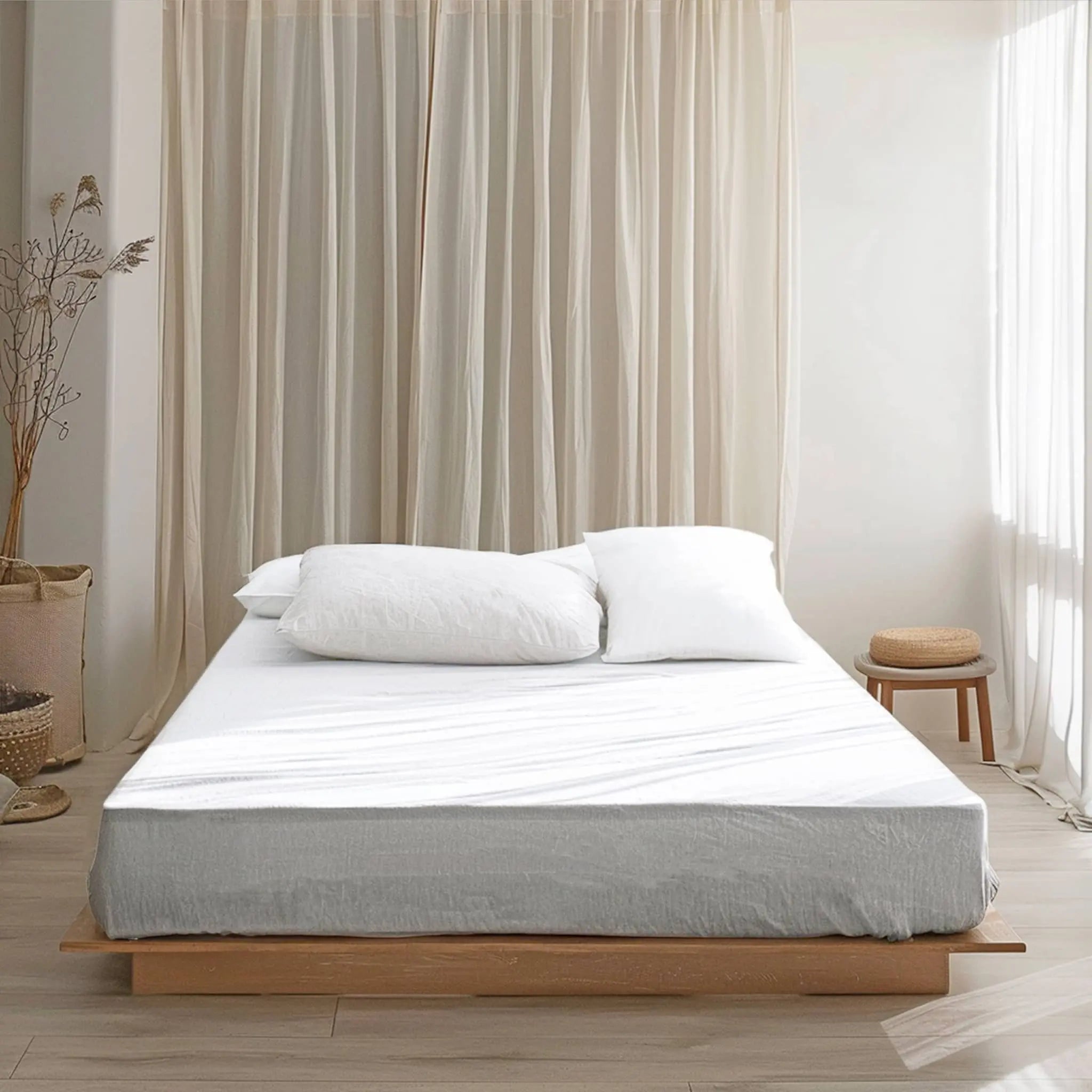 White Linen Fitted Sheet - Linen Time