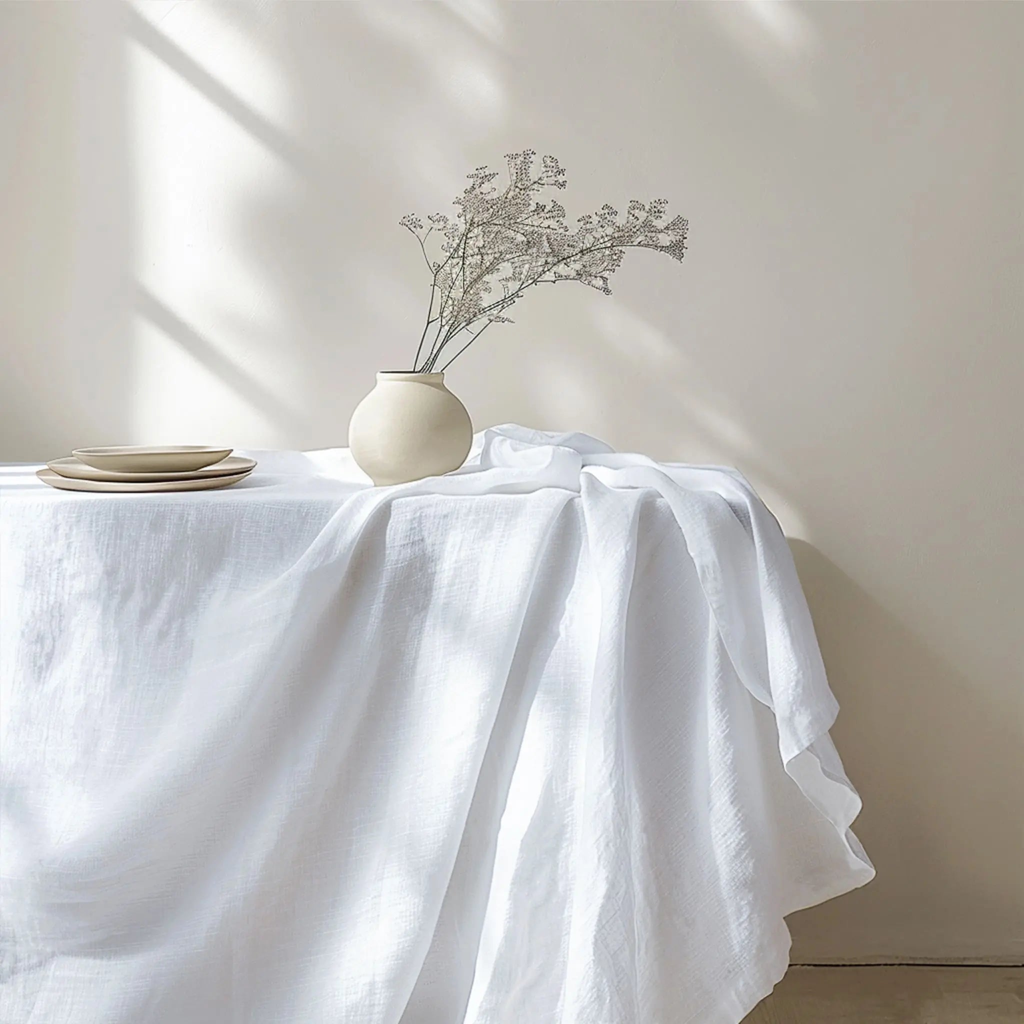 White Linen Tablecloth - Linen Time
