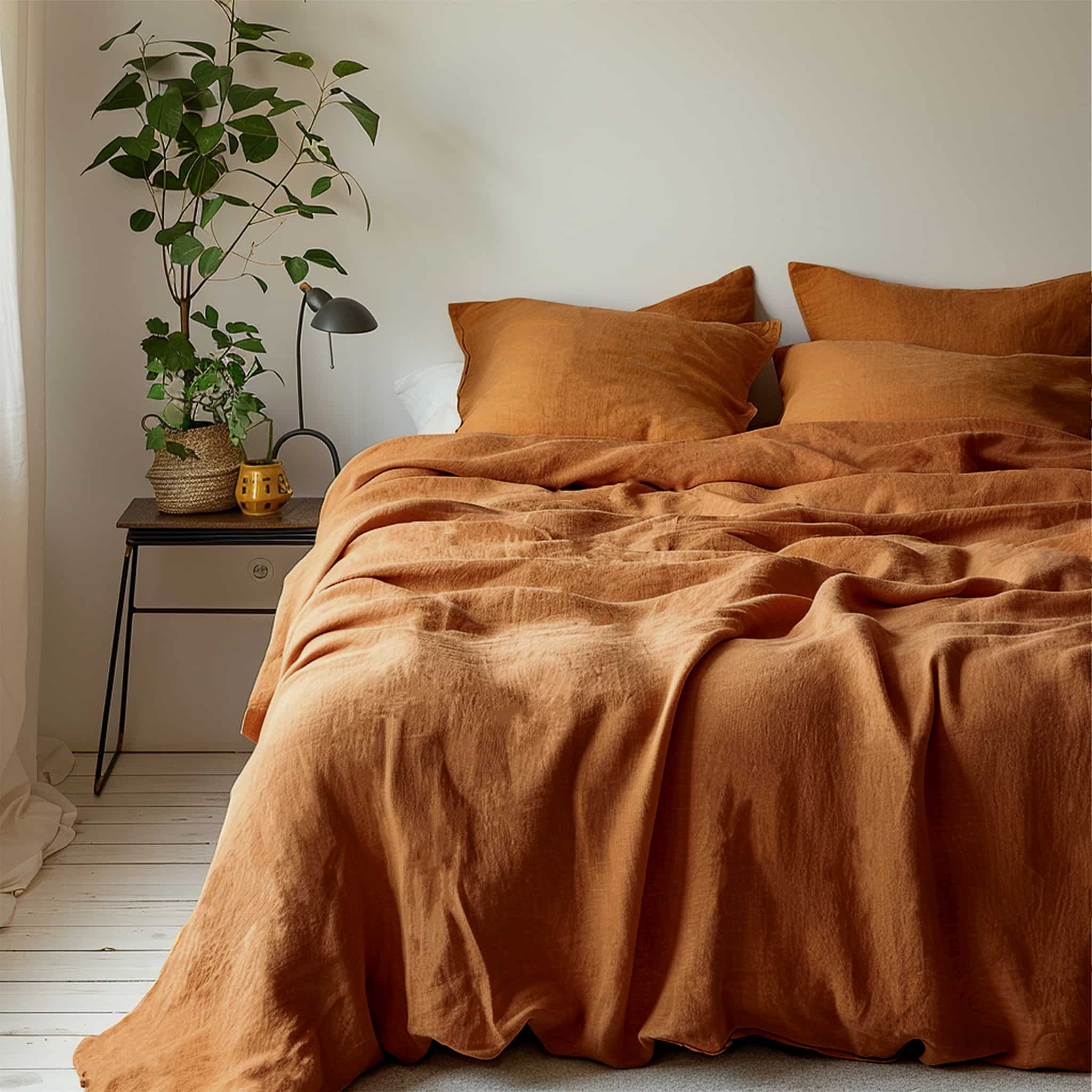 Amber Warmth Linen Duvet Cover Set - Linen Times