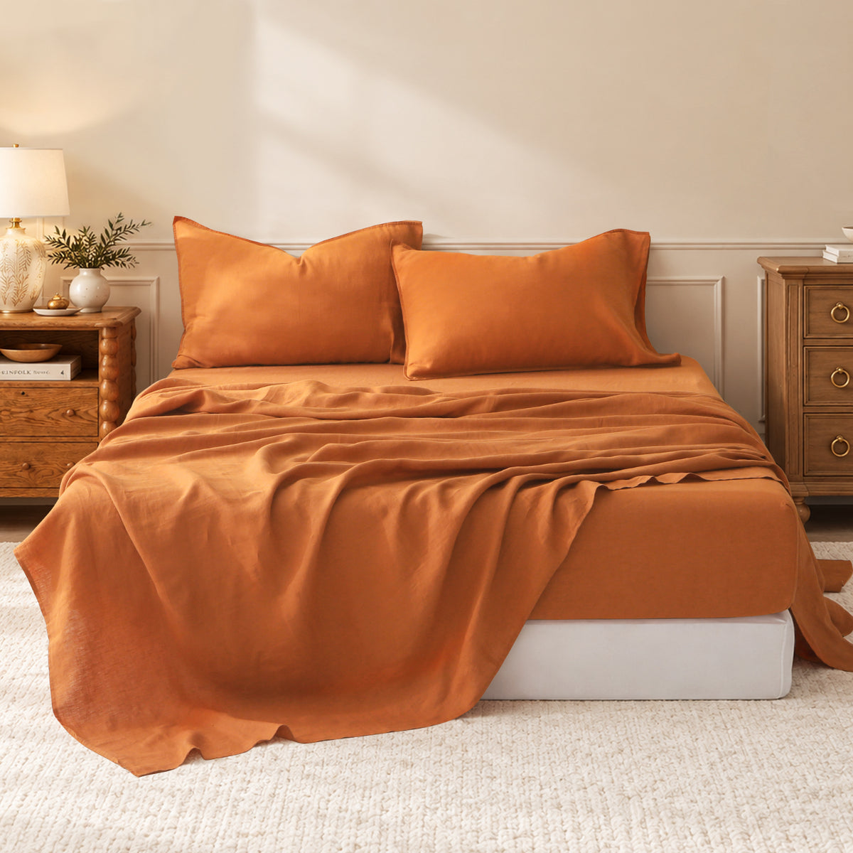Amber Warmth Linen Sheet Set