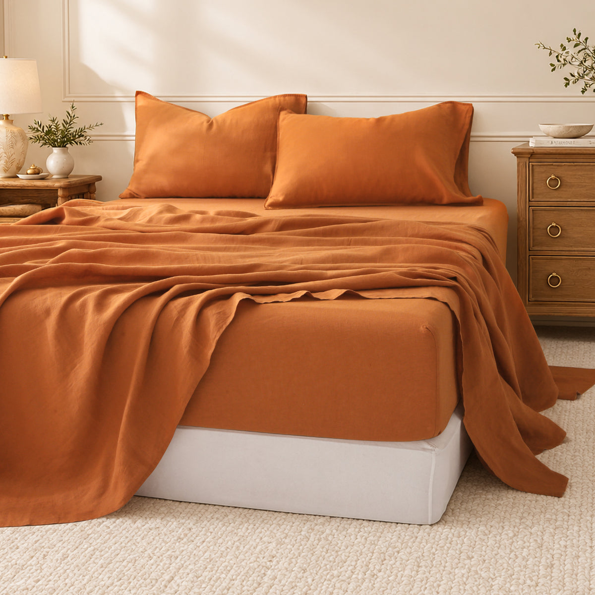 Amber Warmth Linen Sheet Set