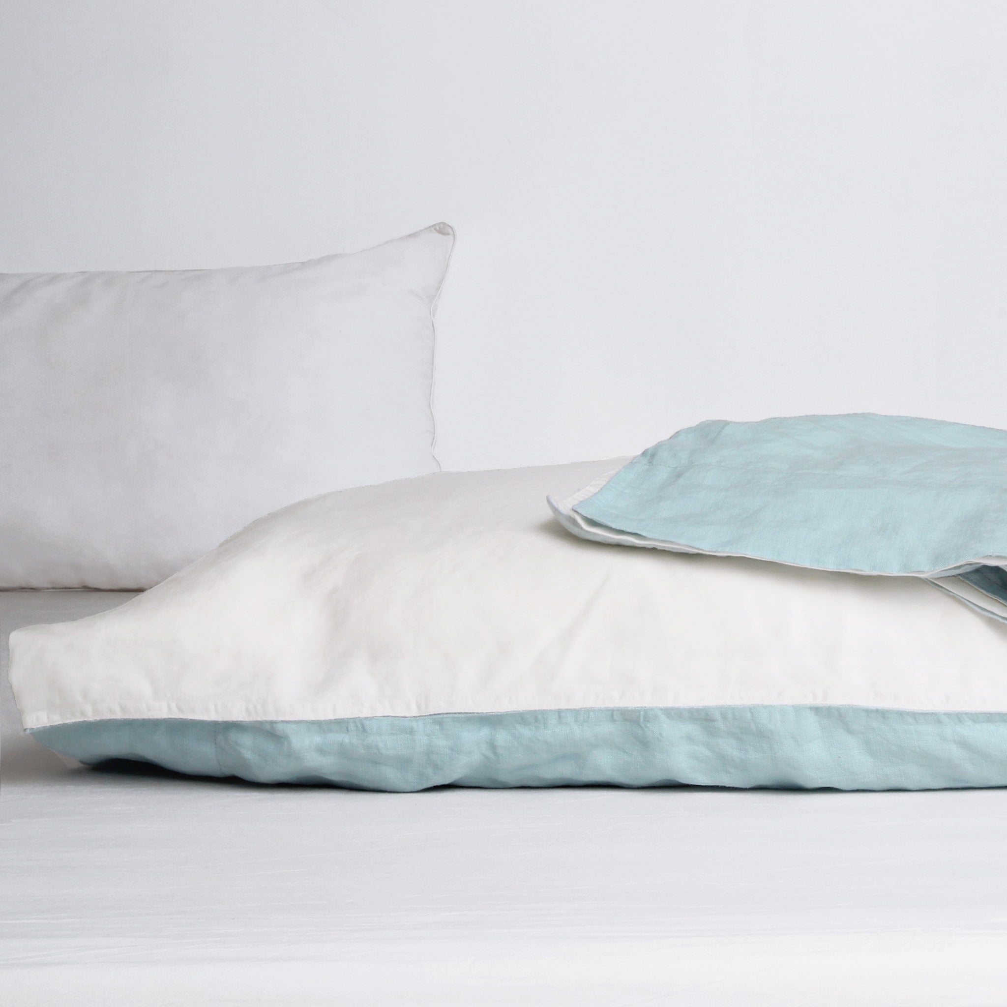 Aqua Linen-Lyocell Reversible Pillowcase Set (Set Of 2) - Linen Time