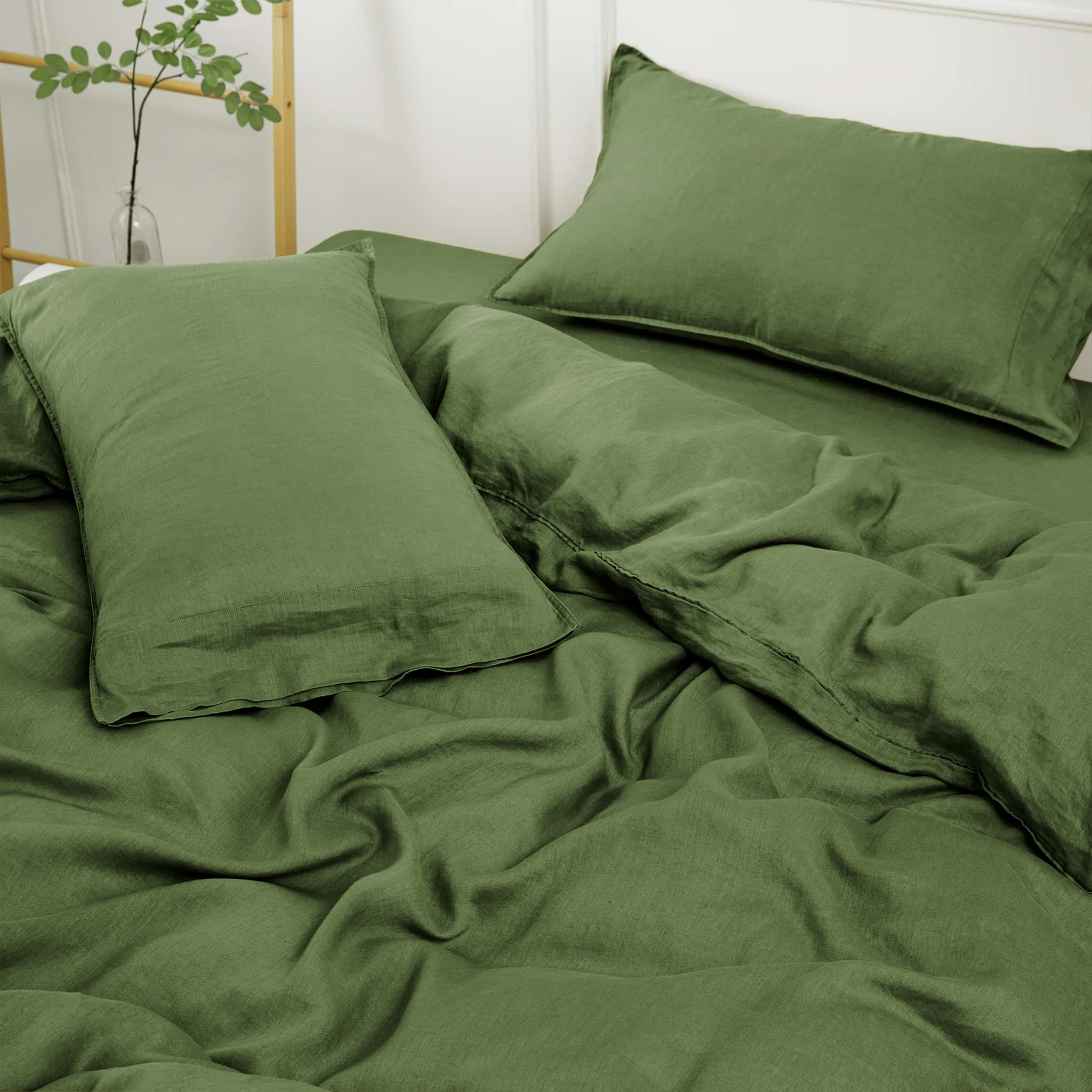 Army Green Linen Duvet Cover - Linen Times