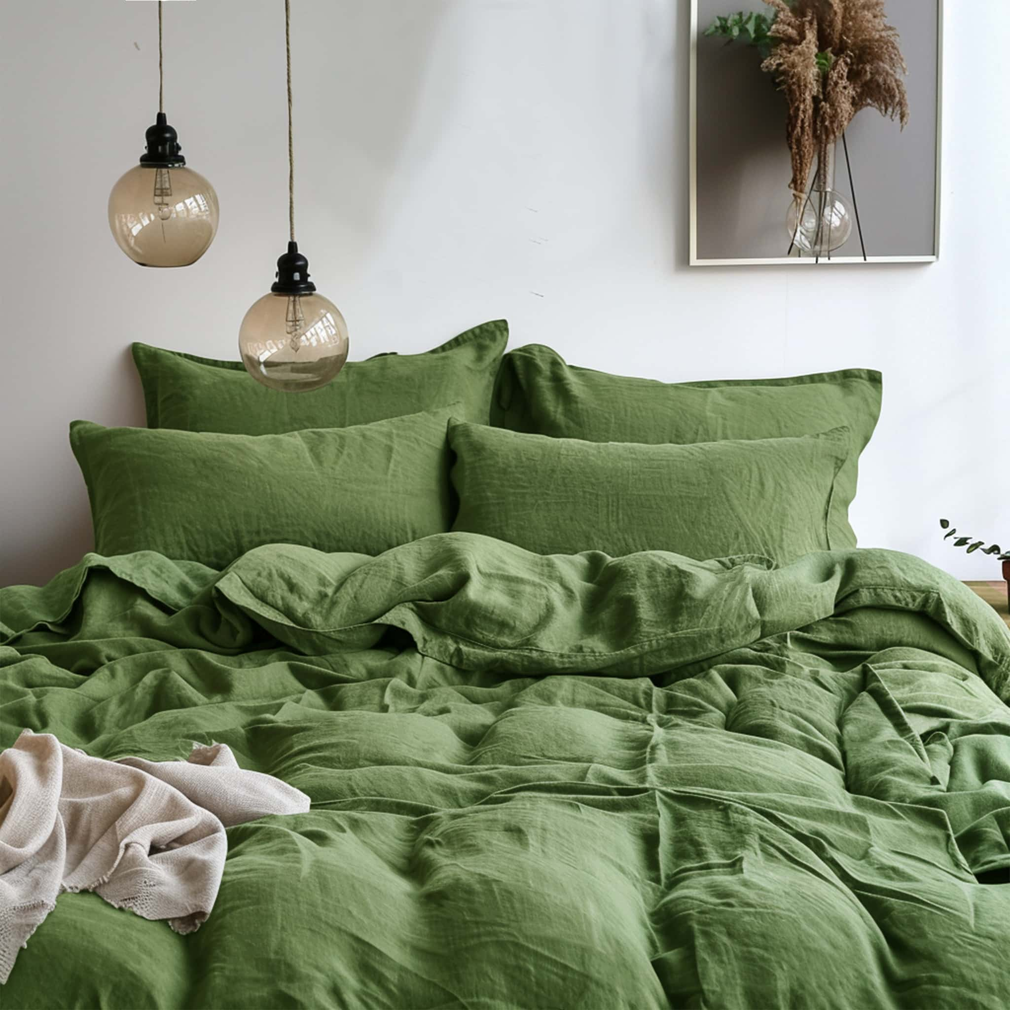 Army Green Linen Duvet Cover - Linen Times