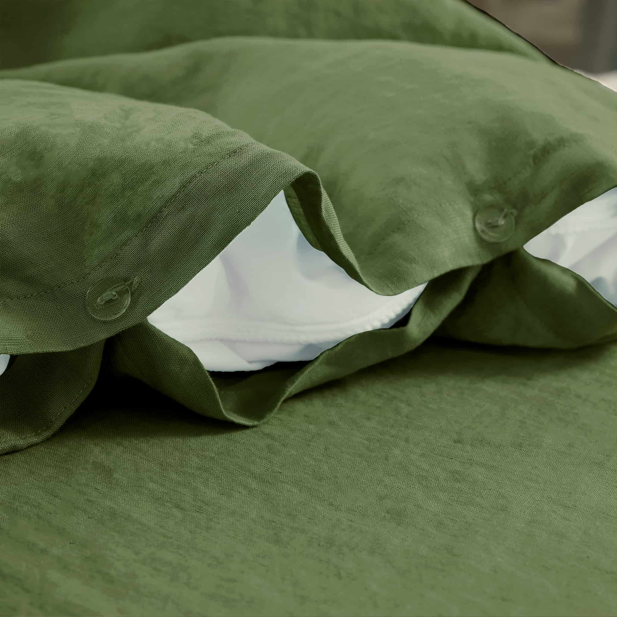 Army Green Linen Duvet Cover - Linen Times