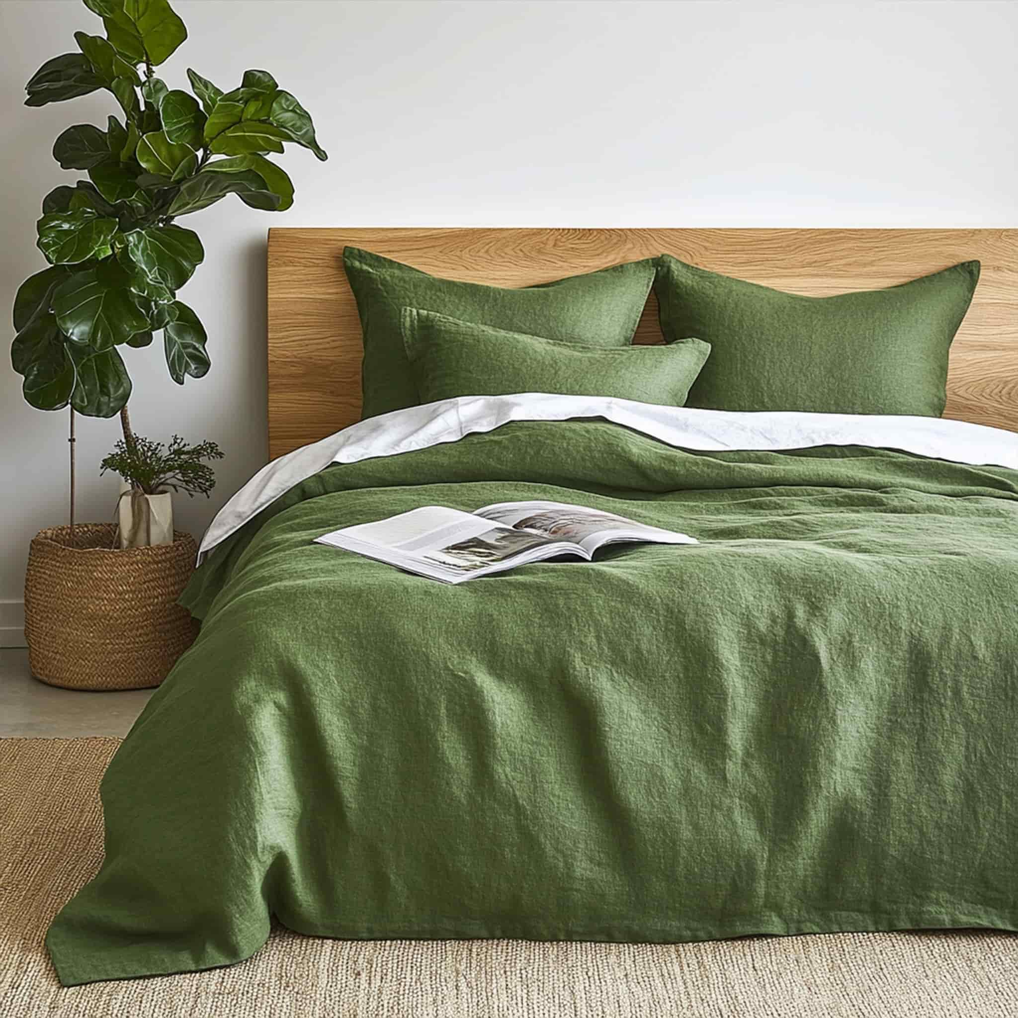 Army Green Linen Duvet Cover - Linen Times