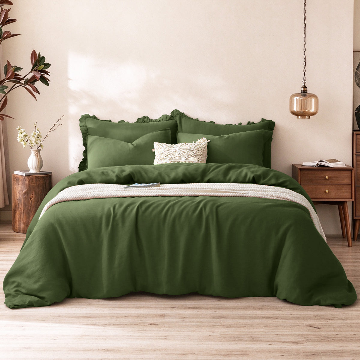 Army Green Linen Duvet Cover
