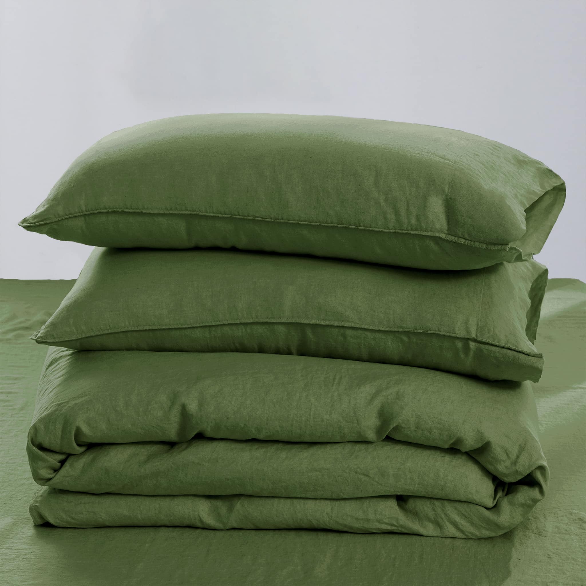 Army Green Linen Duvet Cover Set - Linen Times