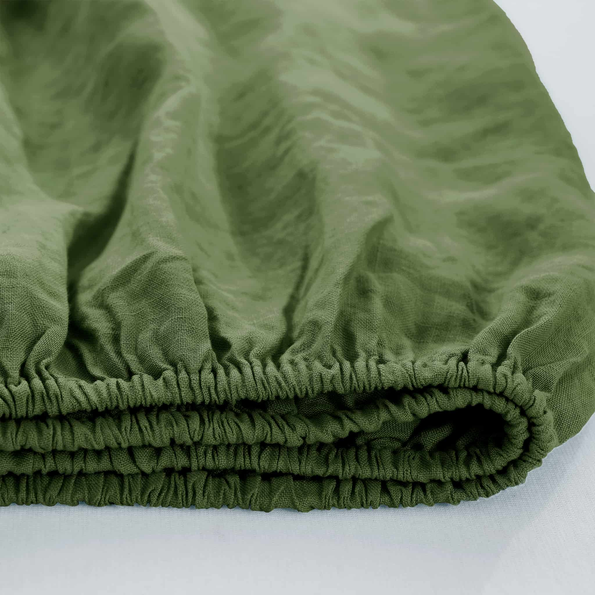 Army Green Linen Fitted Sheet - Linen Times