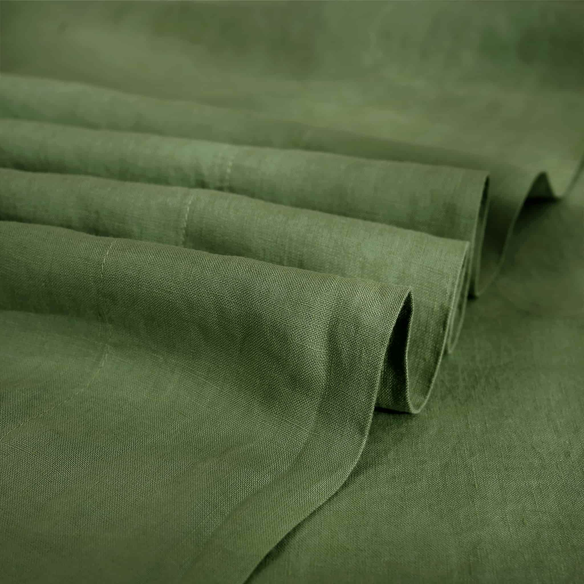 Army Green Linen Flat Sheet - Linen Times