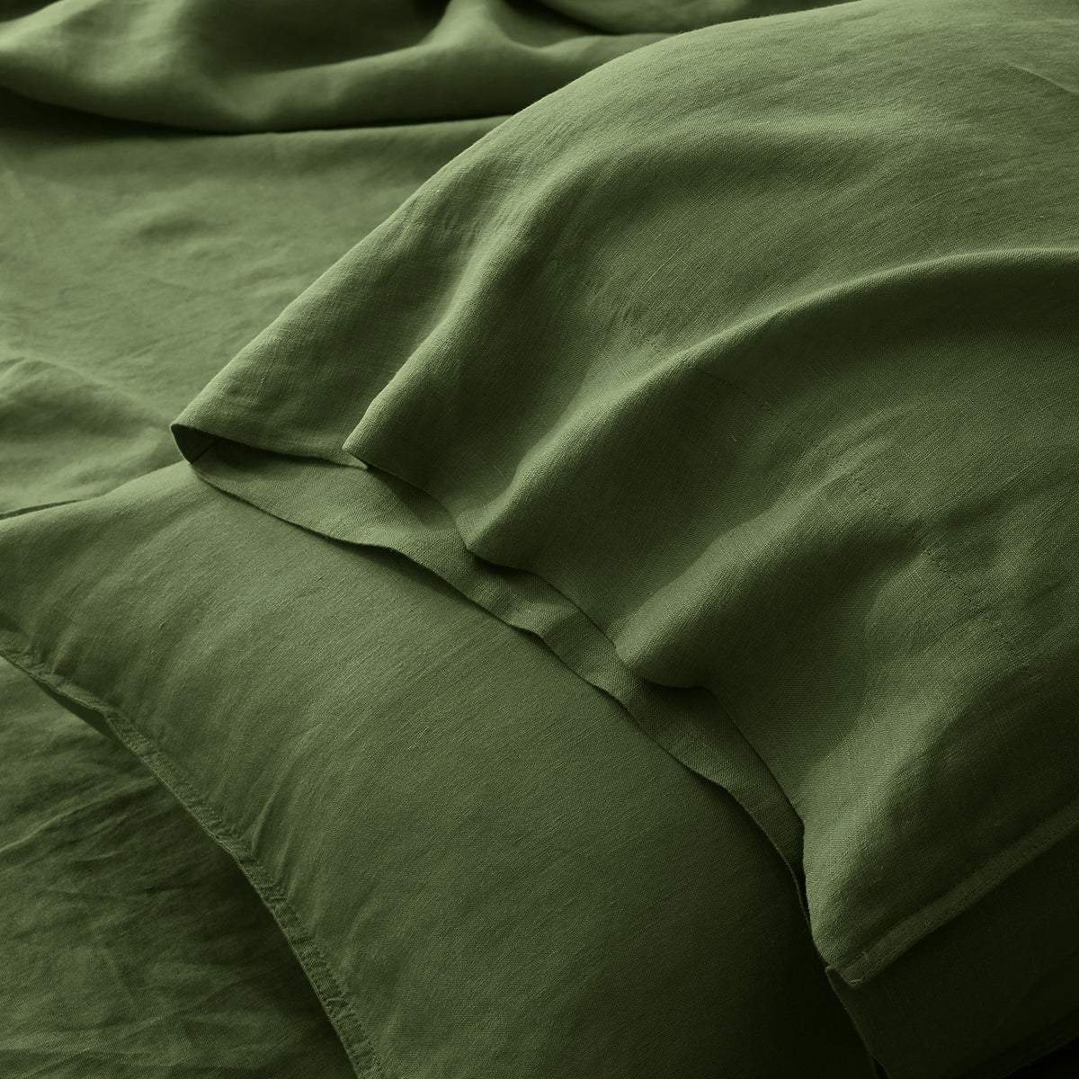 Army Green Linen Pillowcase Set
