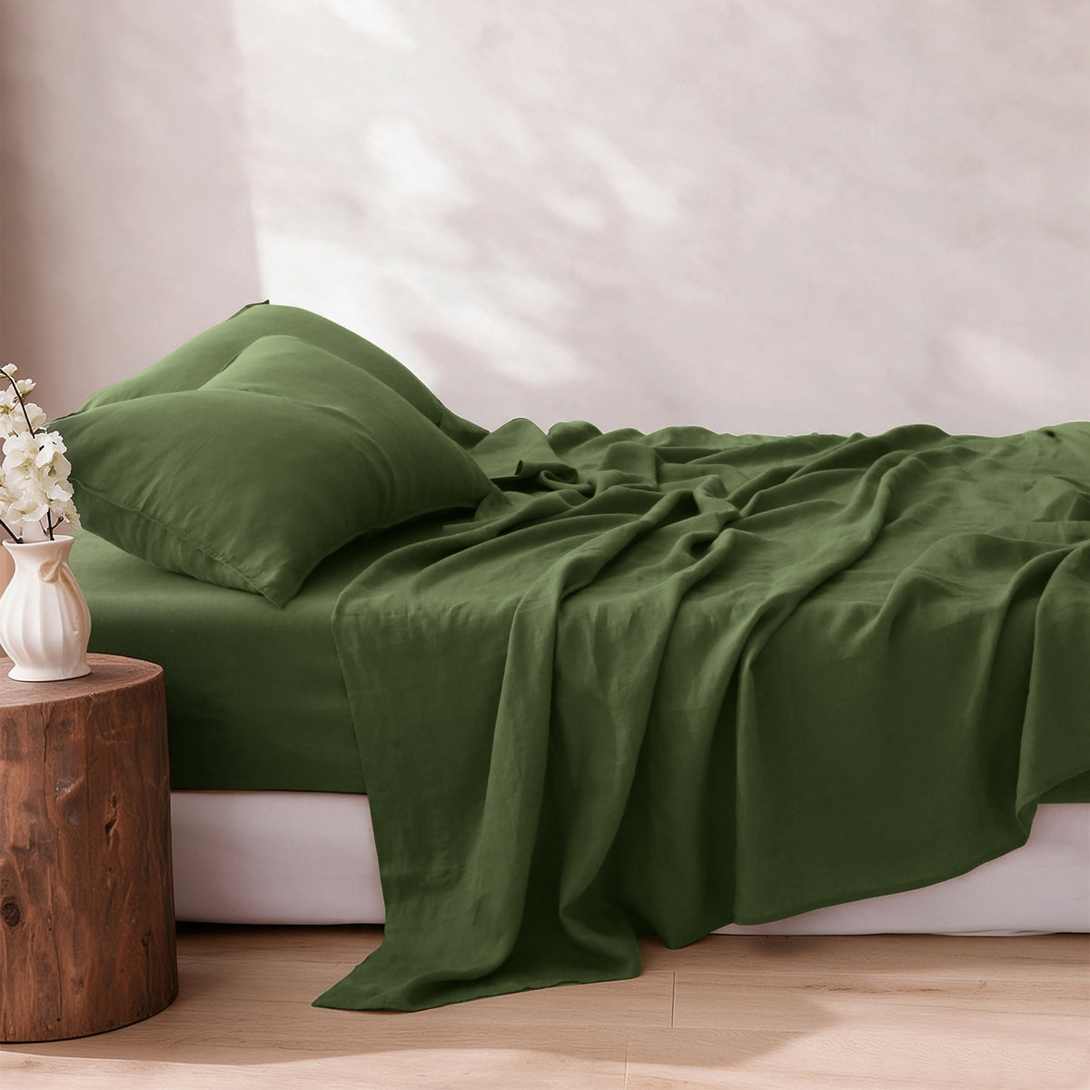 Army Green Linen Sheet Set