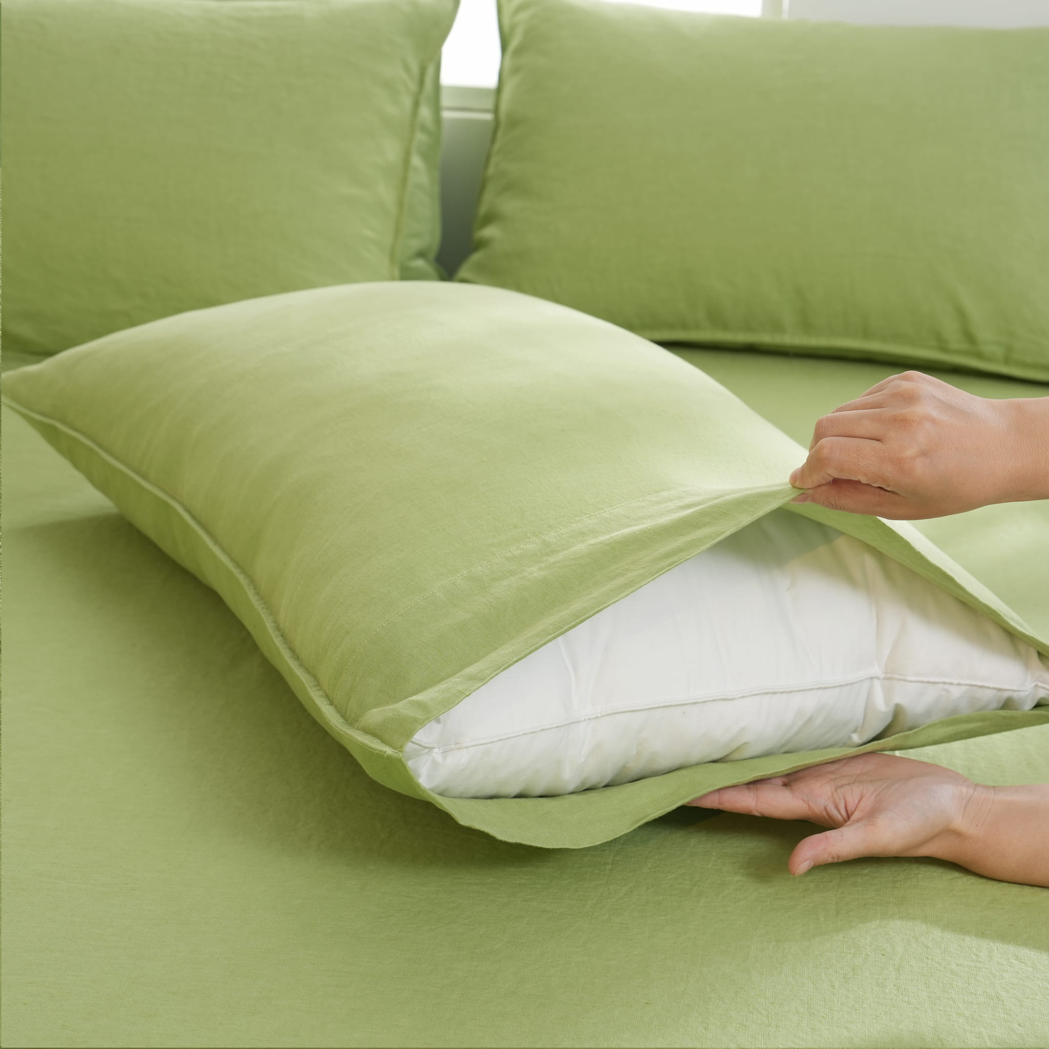 Avocado Linen Pillowcase Set - Linen Time