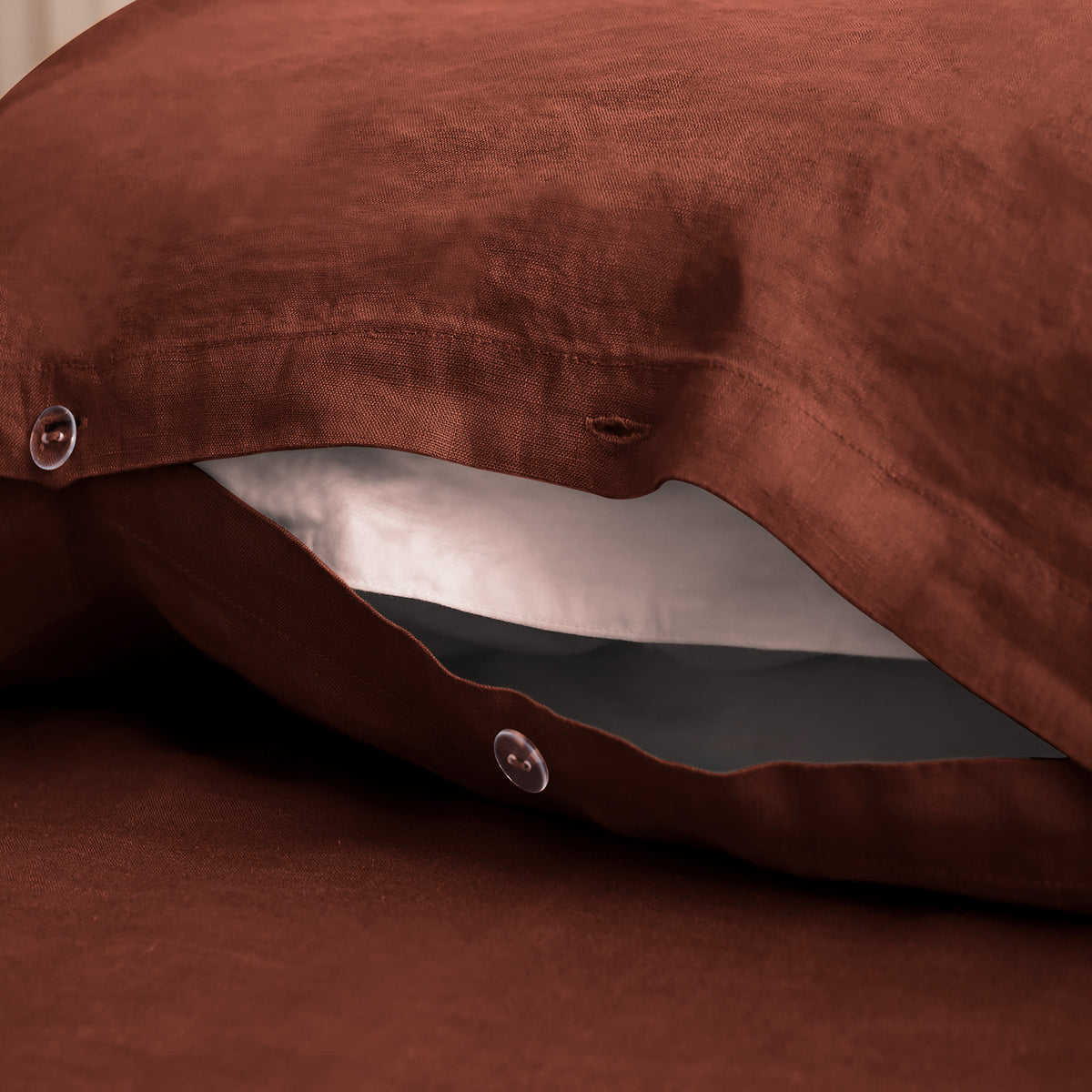 Burnt Sienna 100% Organic Linen Duvet Cover Set