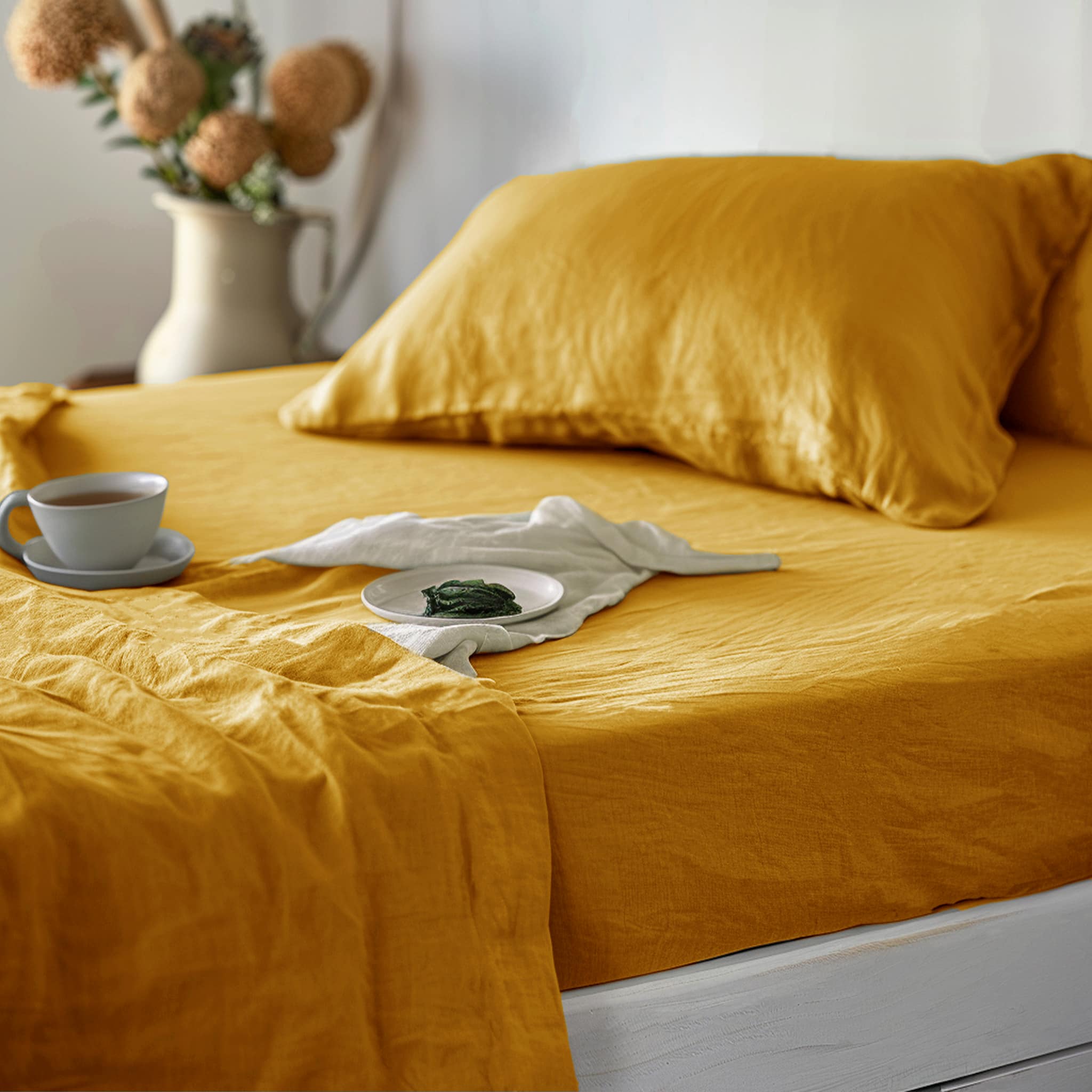 Ginger Linen Fitted Sheet - Linen Times