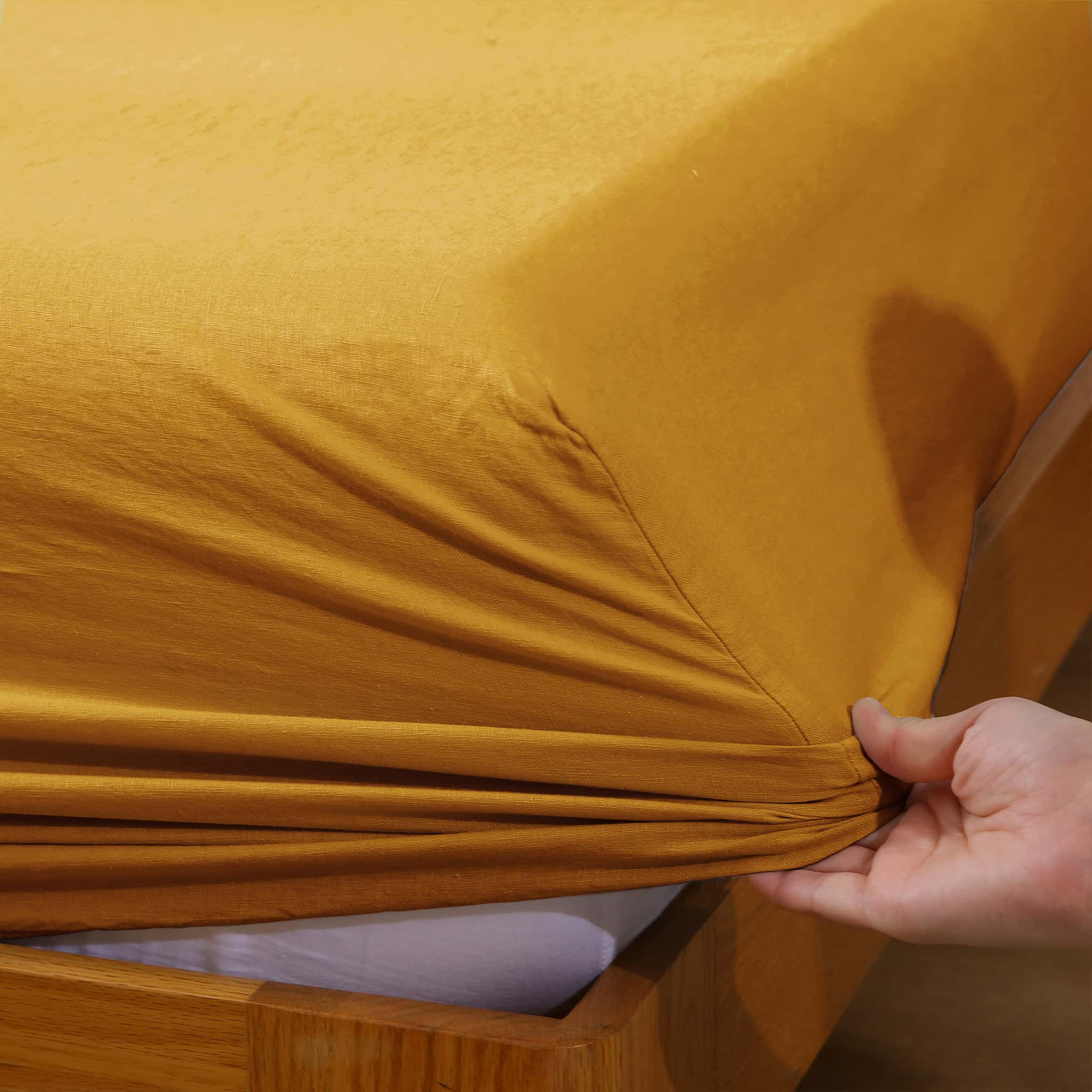 Ginger Linen Fitted Sheet - Linen Times