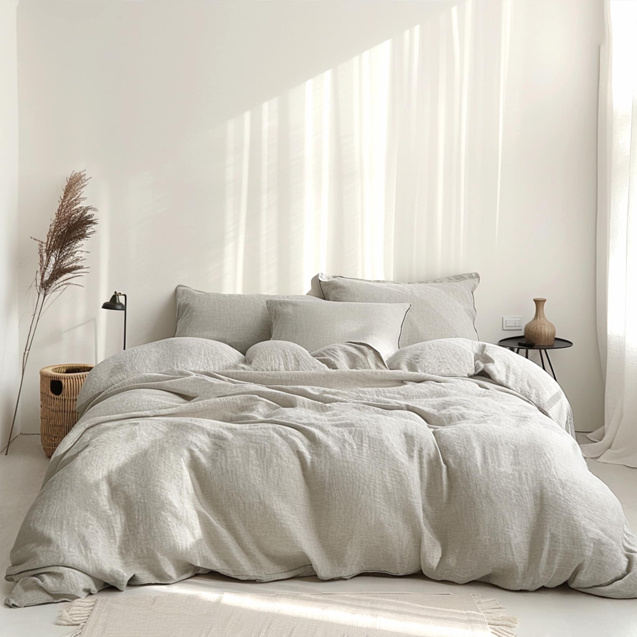 Khaki Linen Duvet Cover Set - Linen Times