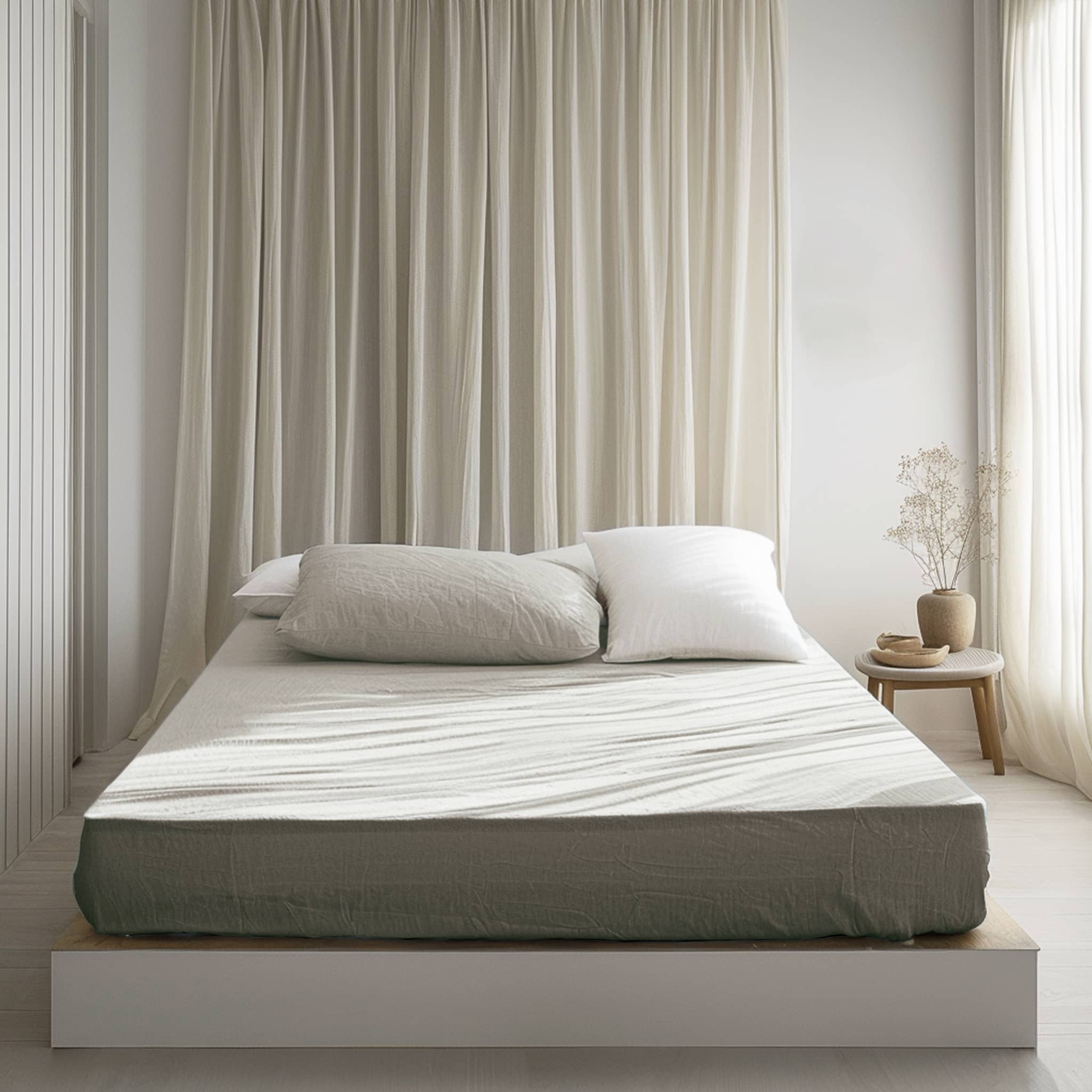 Khaki Linen Fitted Sheet - Linen Times