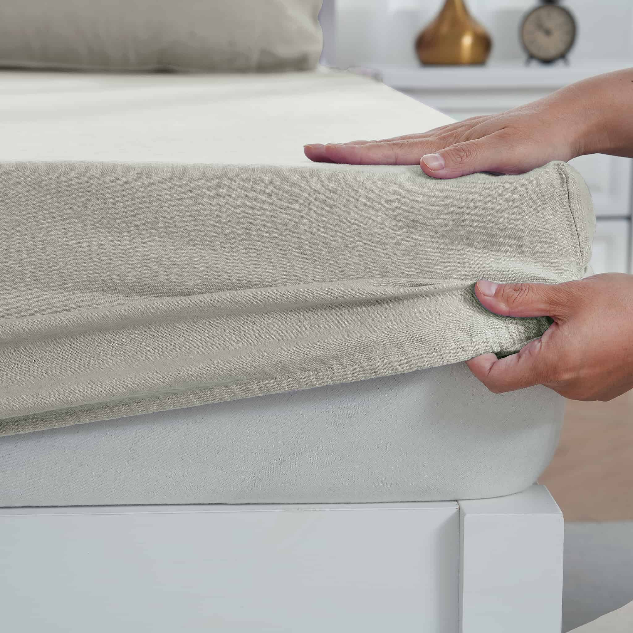 Khaki Linen Fitted Sheet - Linen Times