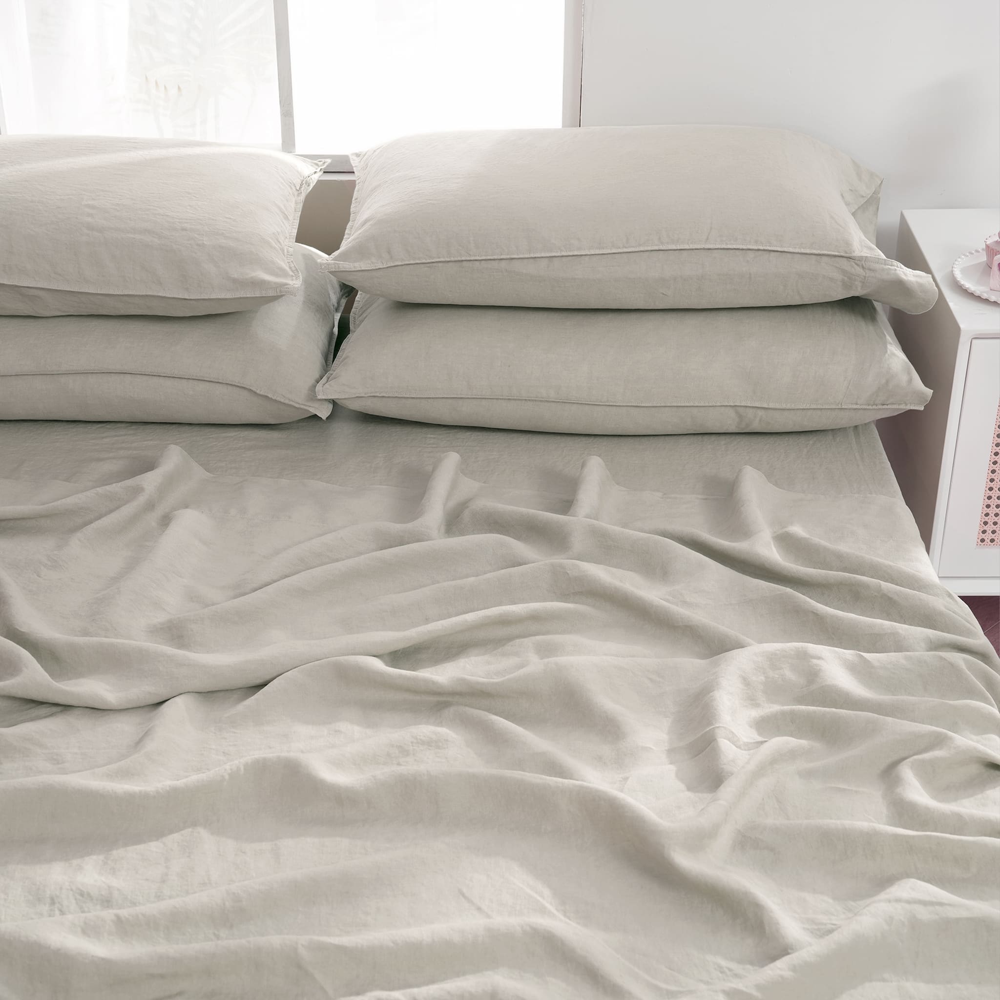 Khaki Linen Flat Sheet - Linen Times